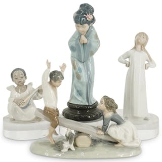 (4 Pc) Lladro Porcelain Figurines