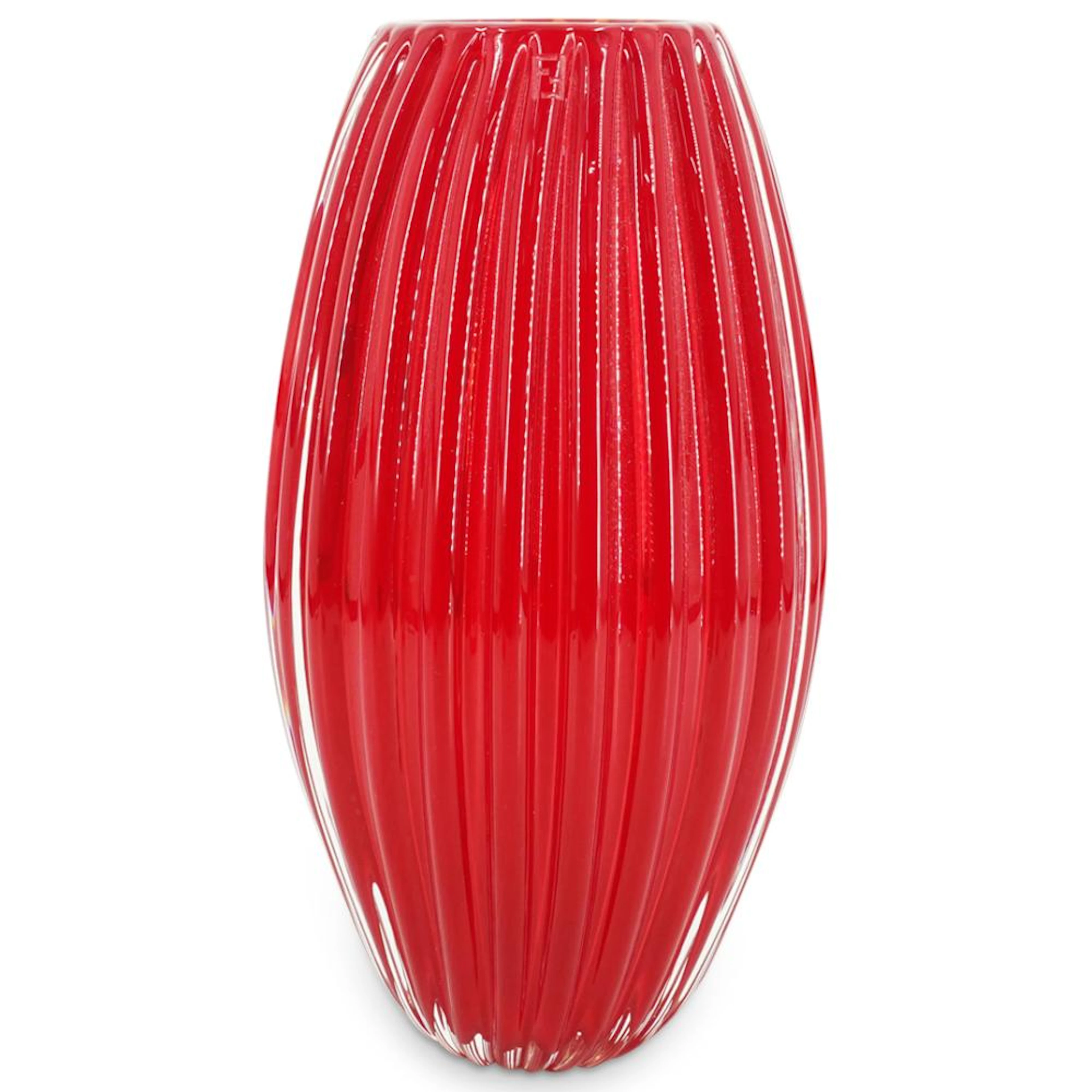 Fendi Casa Murano Sommerso Art Glass Red Vase
