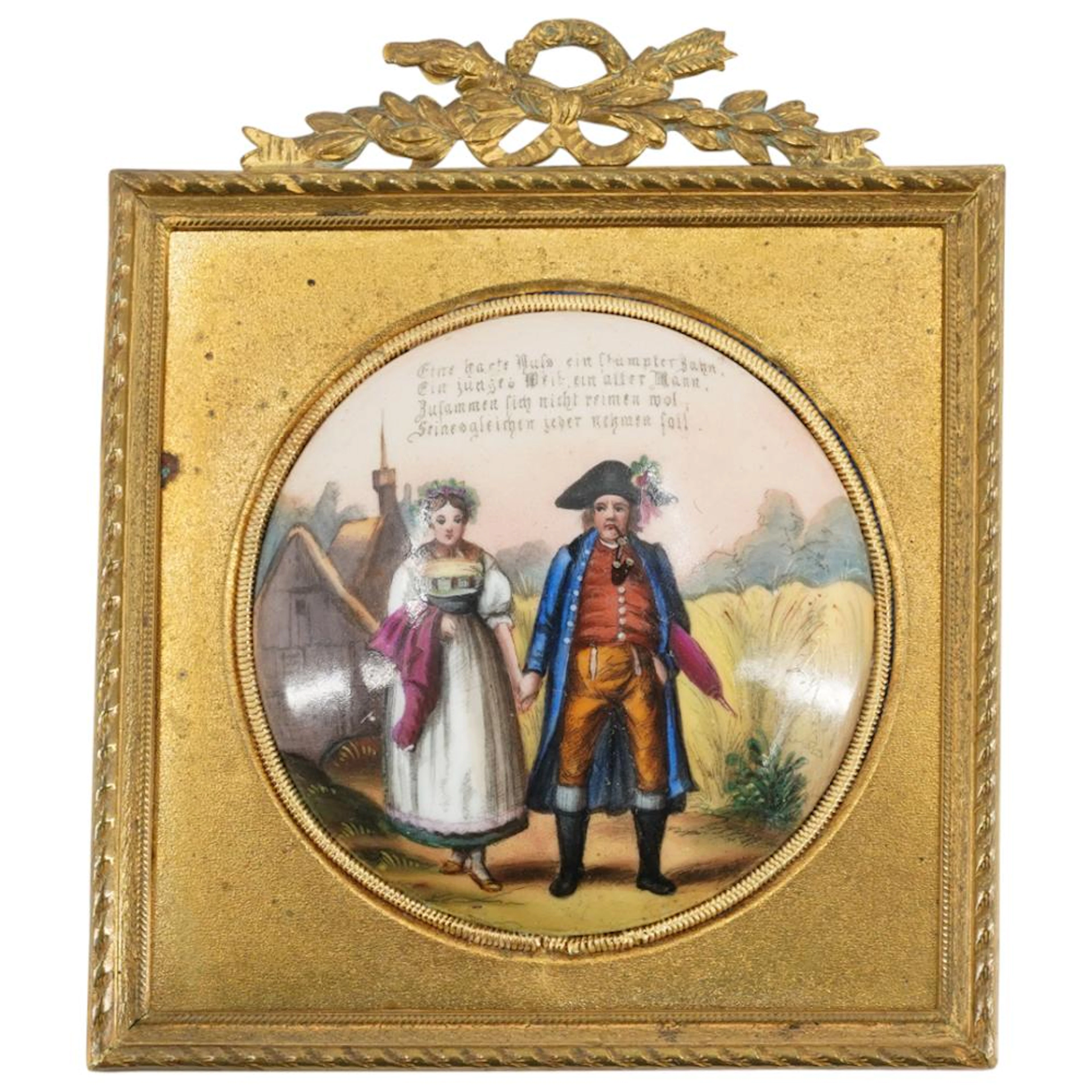 Antique German Figural Painted Porcelain Plaque