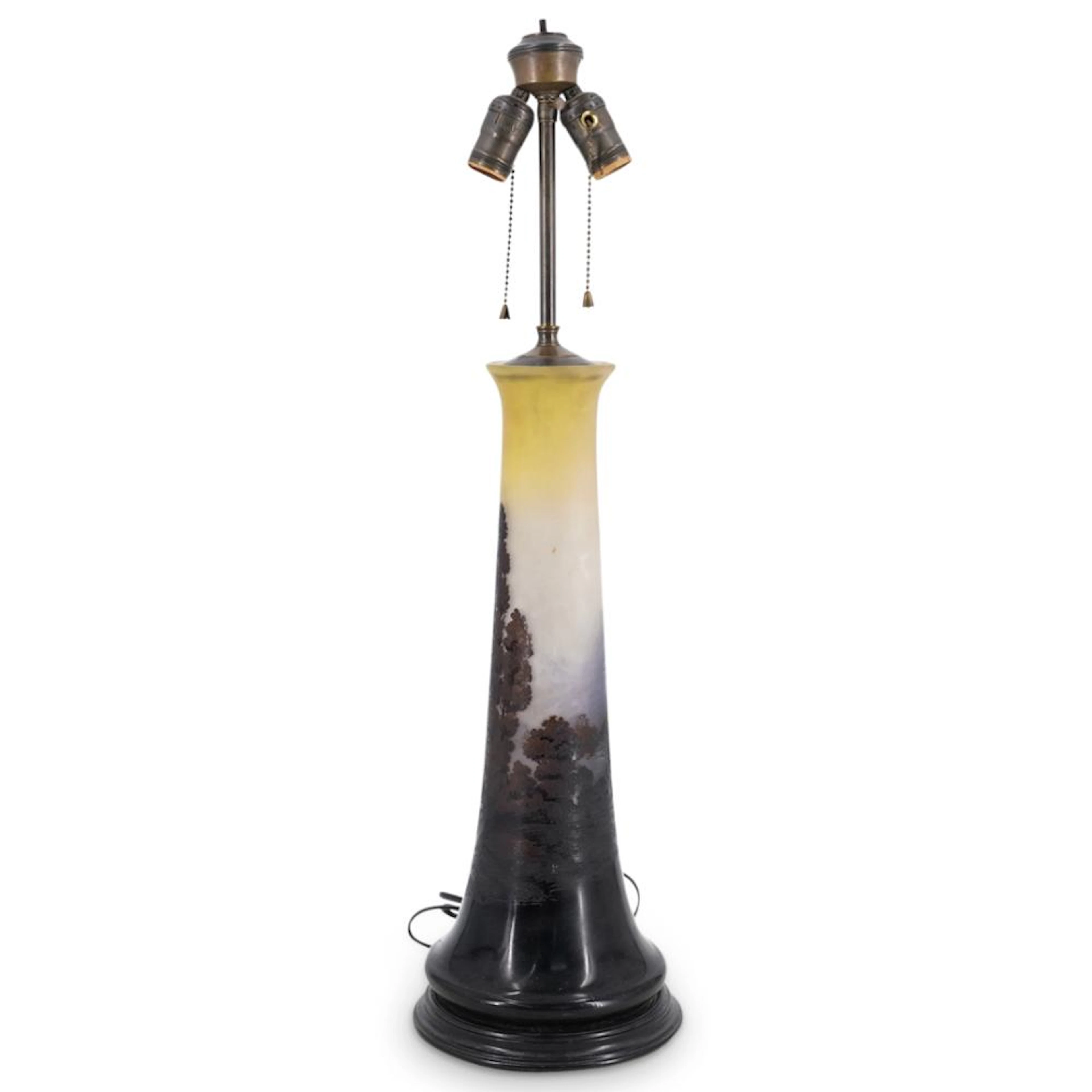 Large Emile Galle (French, 1846) Art Glass Table Lamp