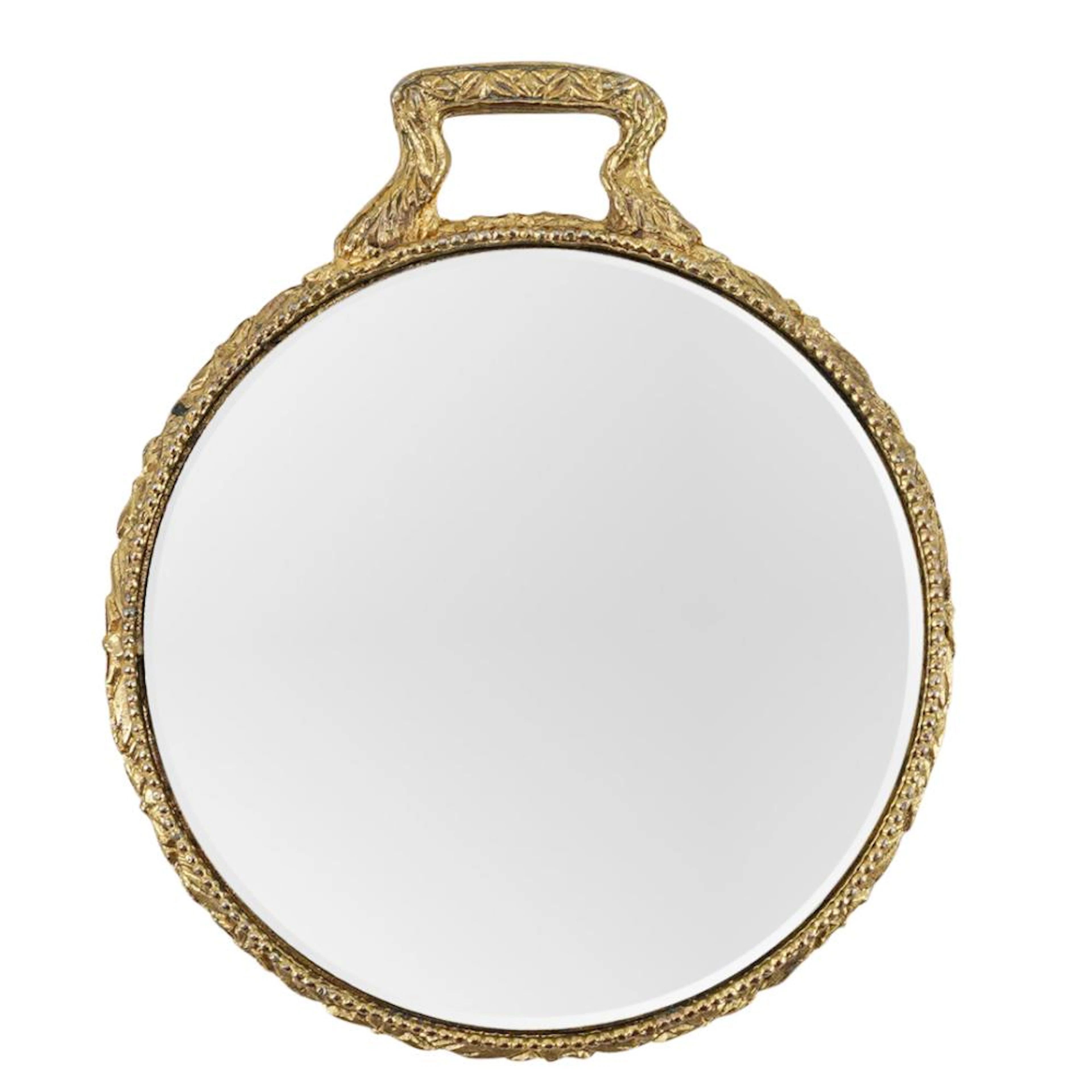 Vintage French Japonisme Hand Pocket Mirror