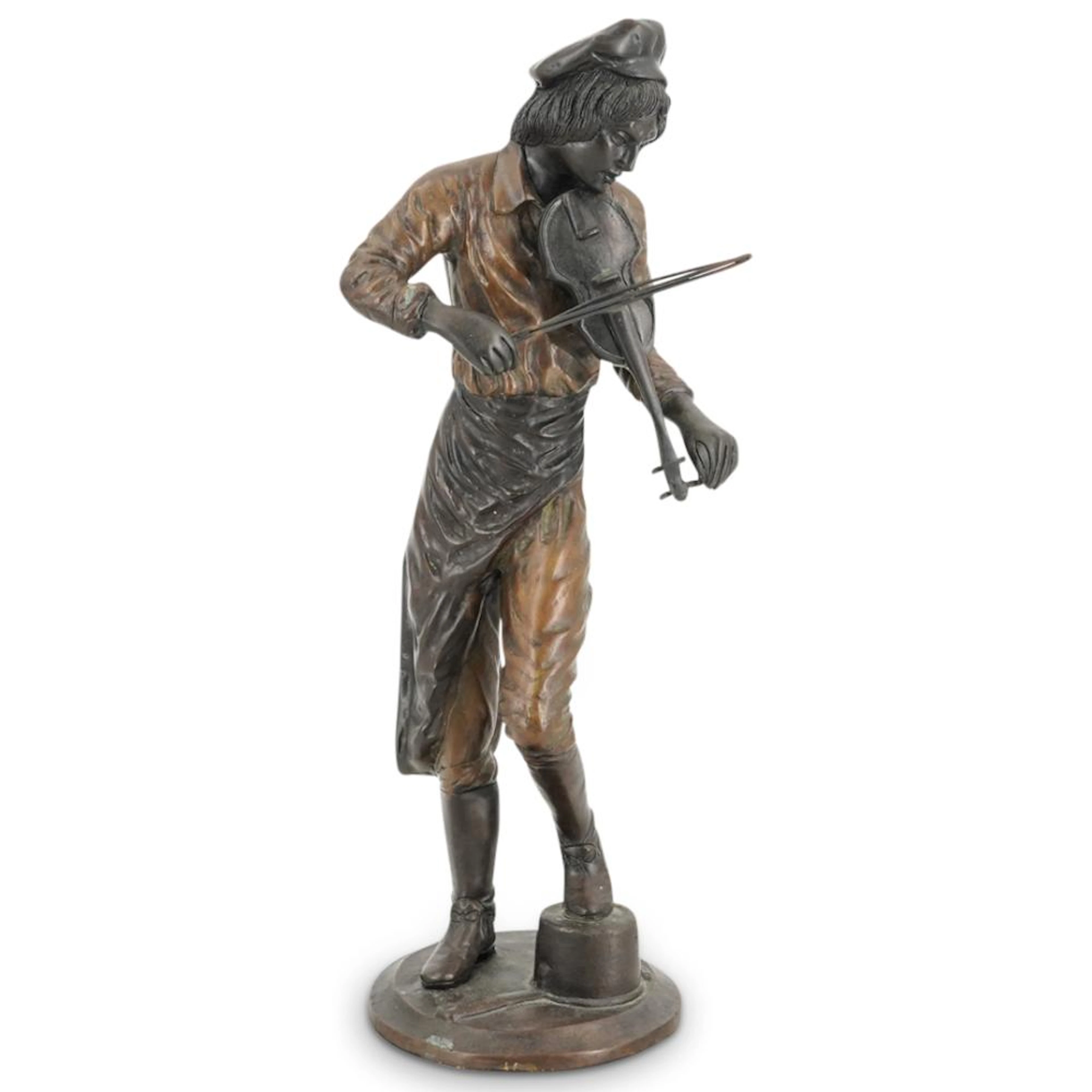 Henry Etienne Dumaige Style Bronze Violinist Sculpture