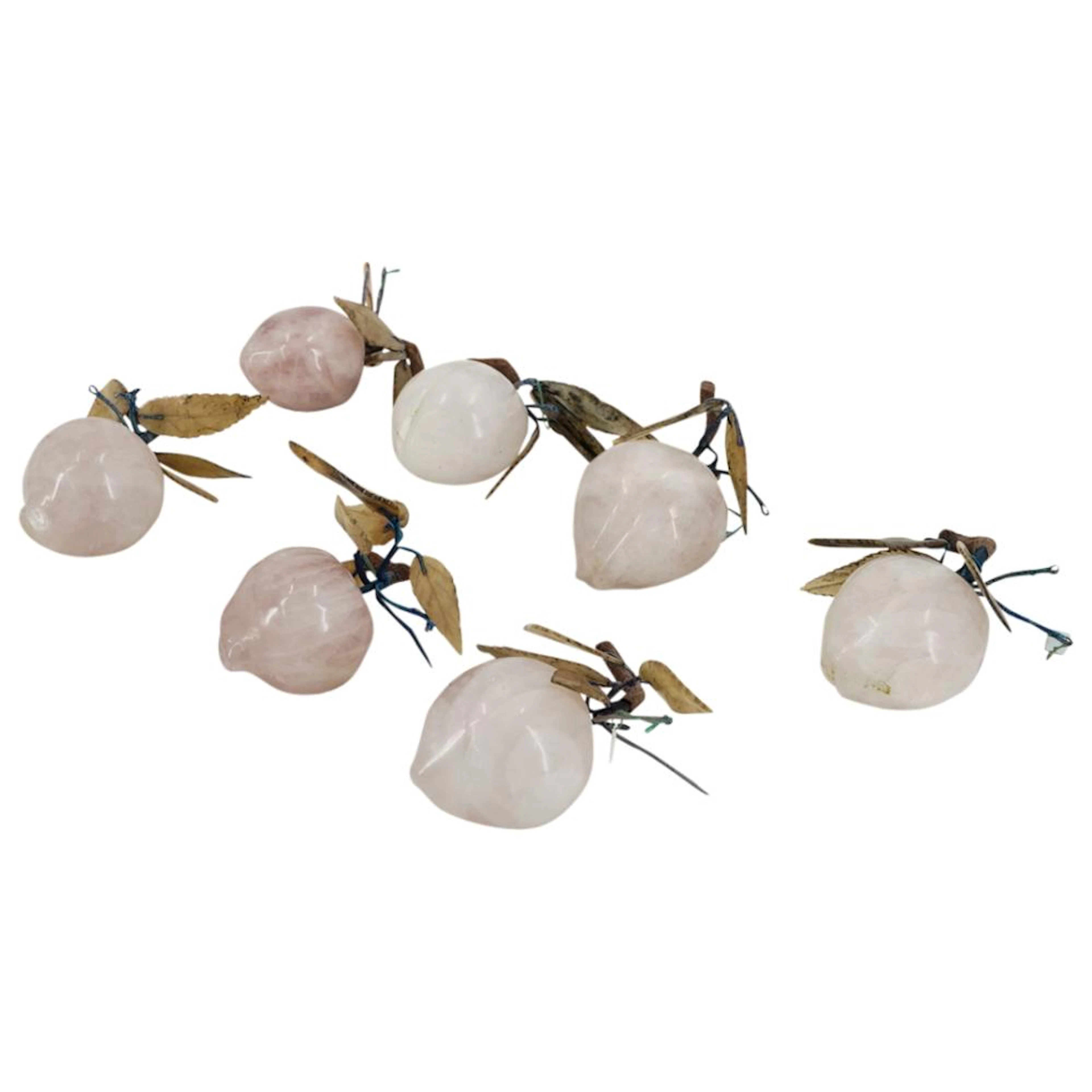(7Pc) Rose Quartz Crystal Carved Fruit