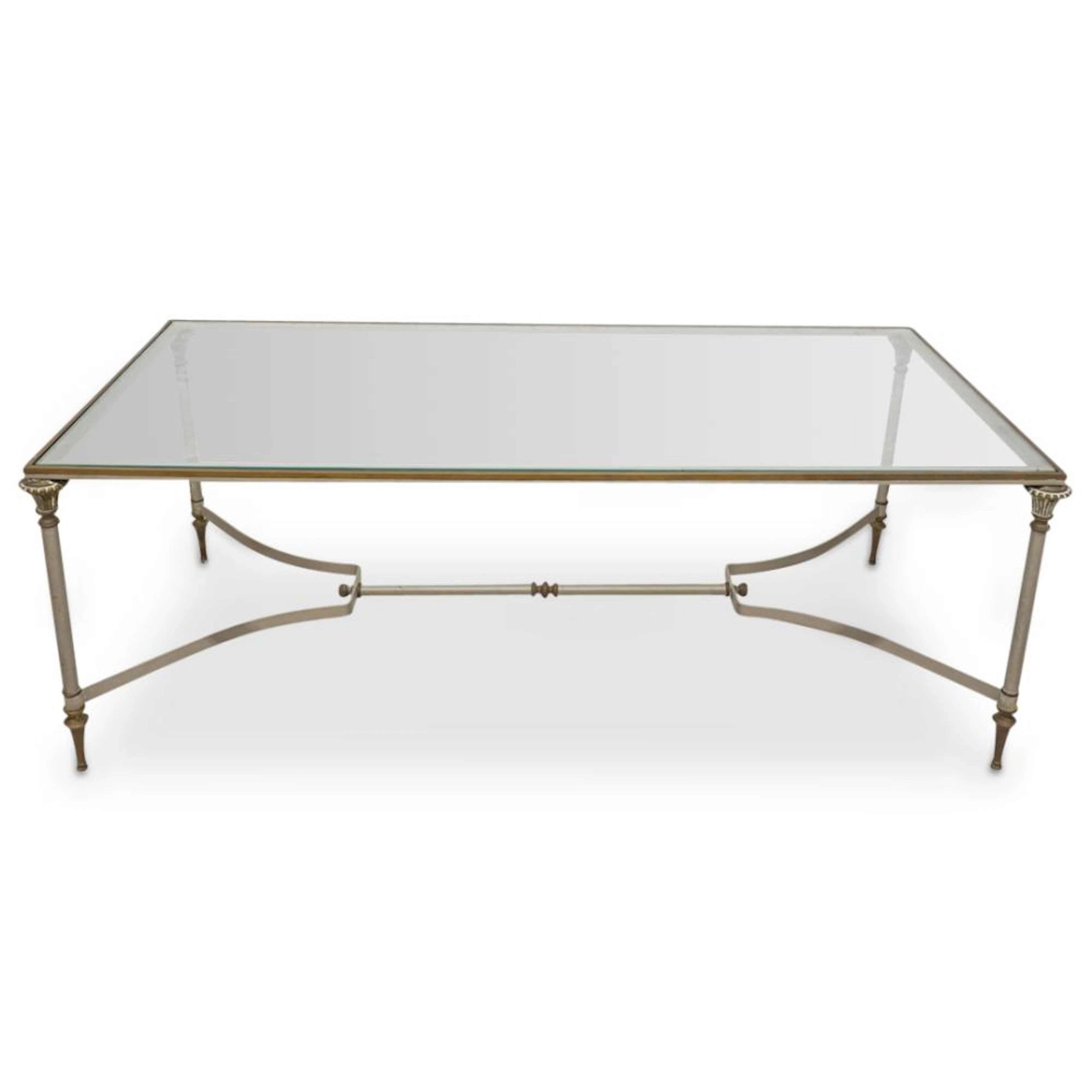 French Regency Iron Glass Top Coffee Table
