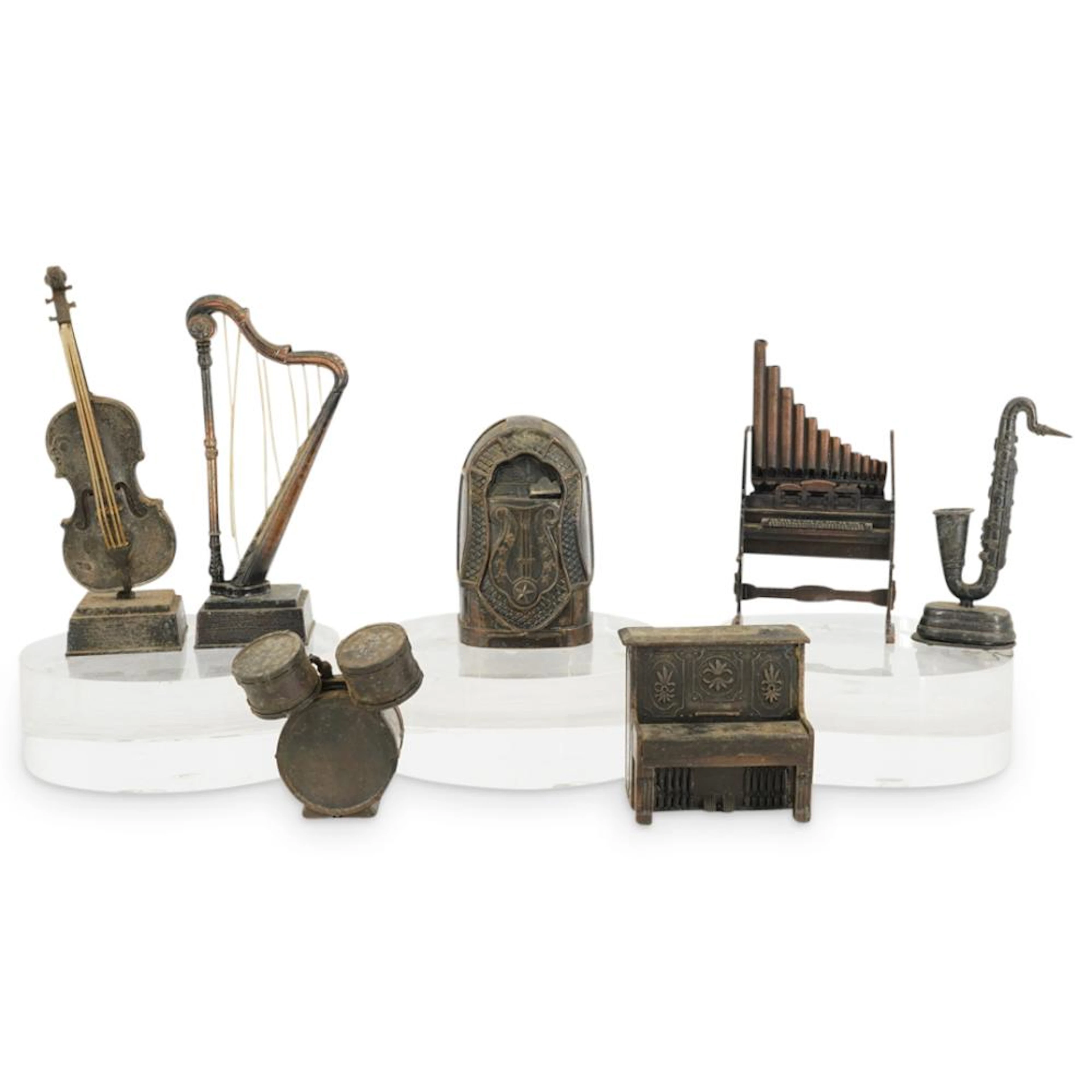 (7Pc) Vintage Metal Sculptural Music Pencil Sharpeners