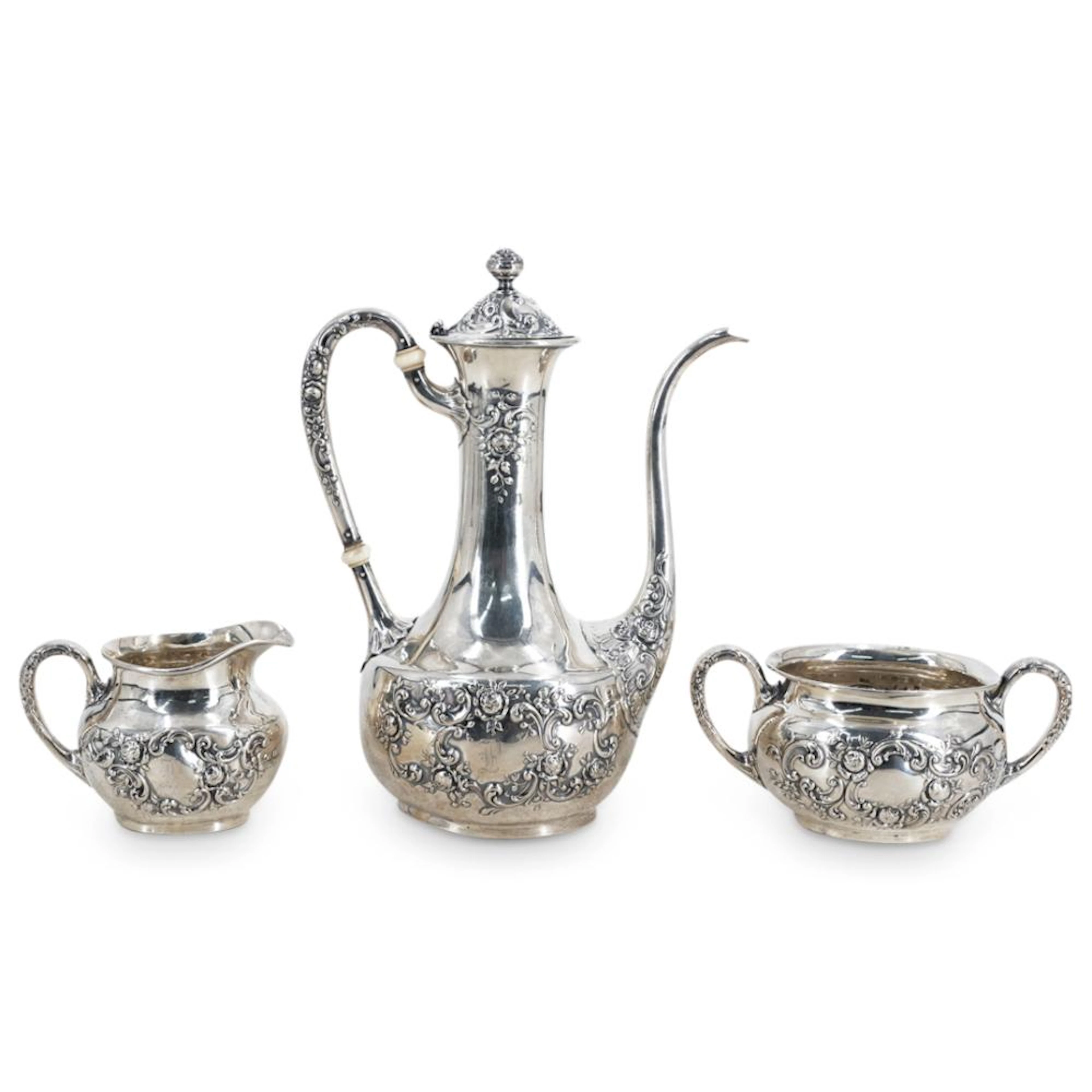 Gorham Silver "Buttercup" Demitasse Three-Piece Set