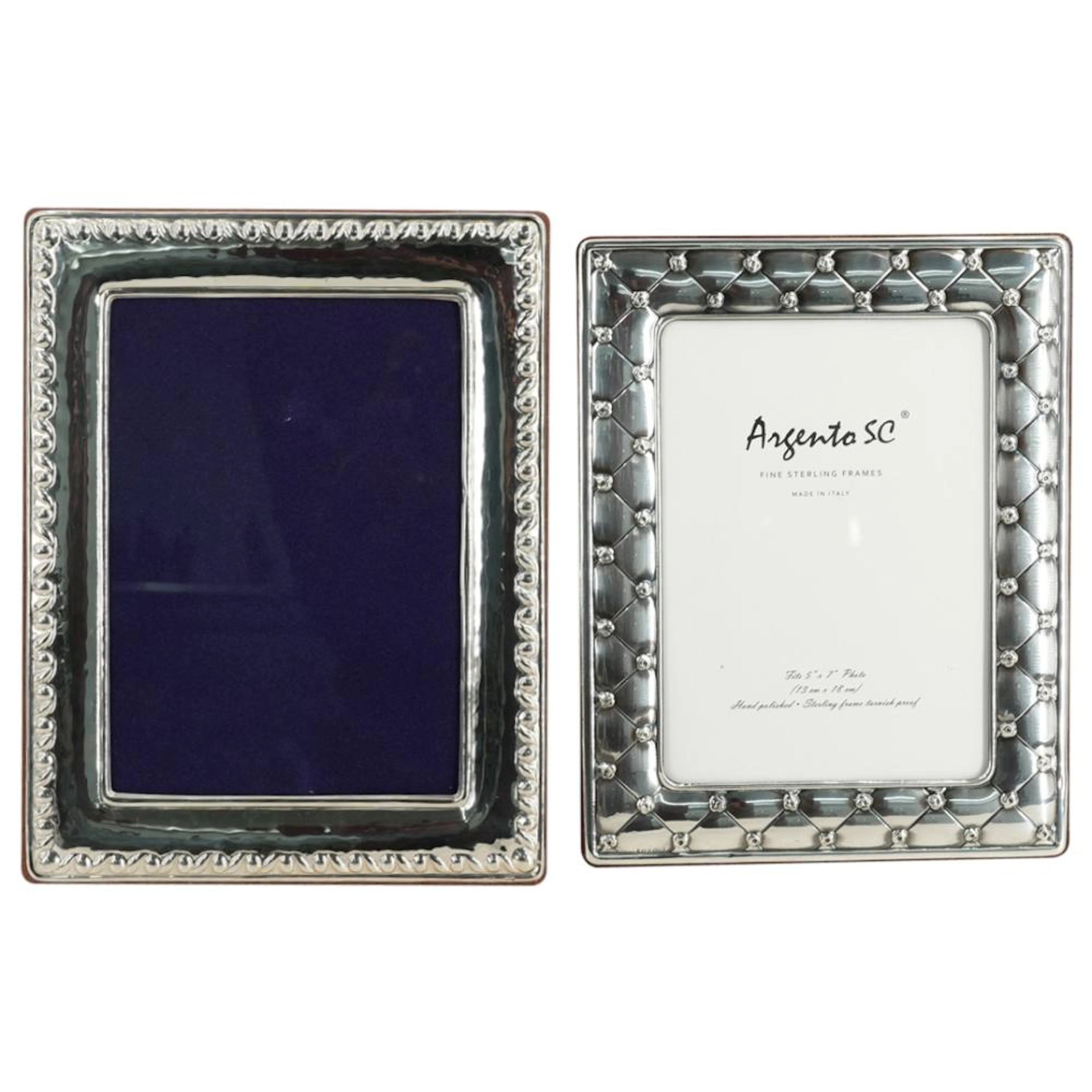 (2 Pc) Italian Sterling Silver Picture Frames
