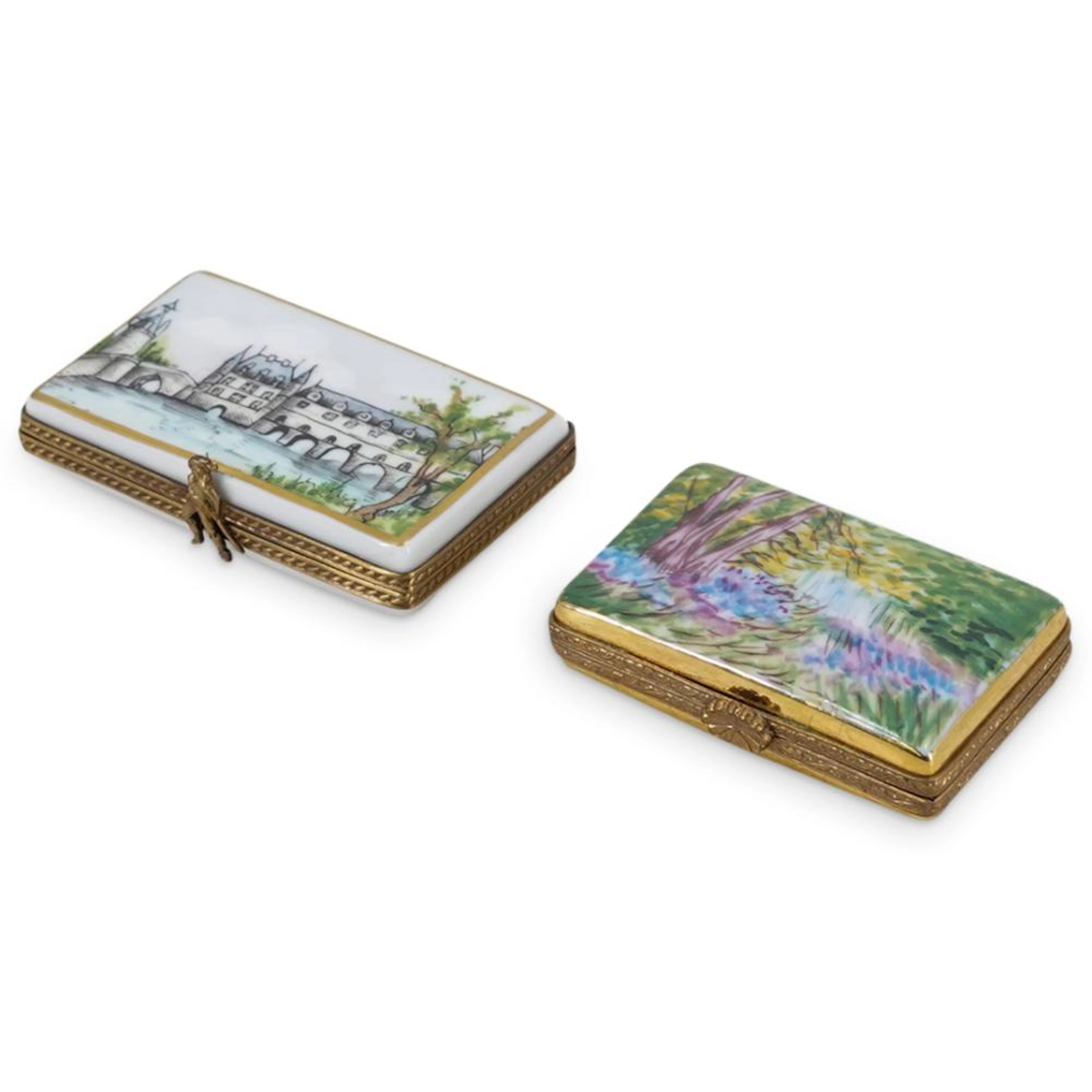 (2 Pc) Limoges Porcelain Trinket Boxes