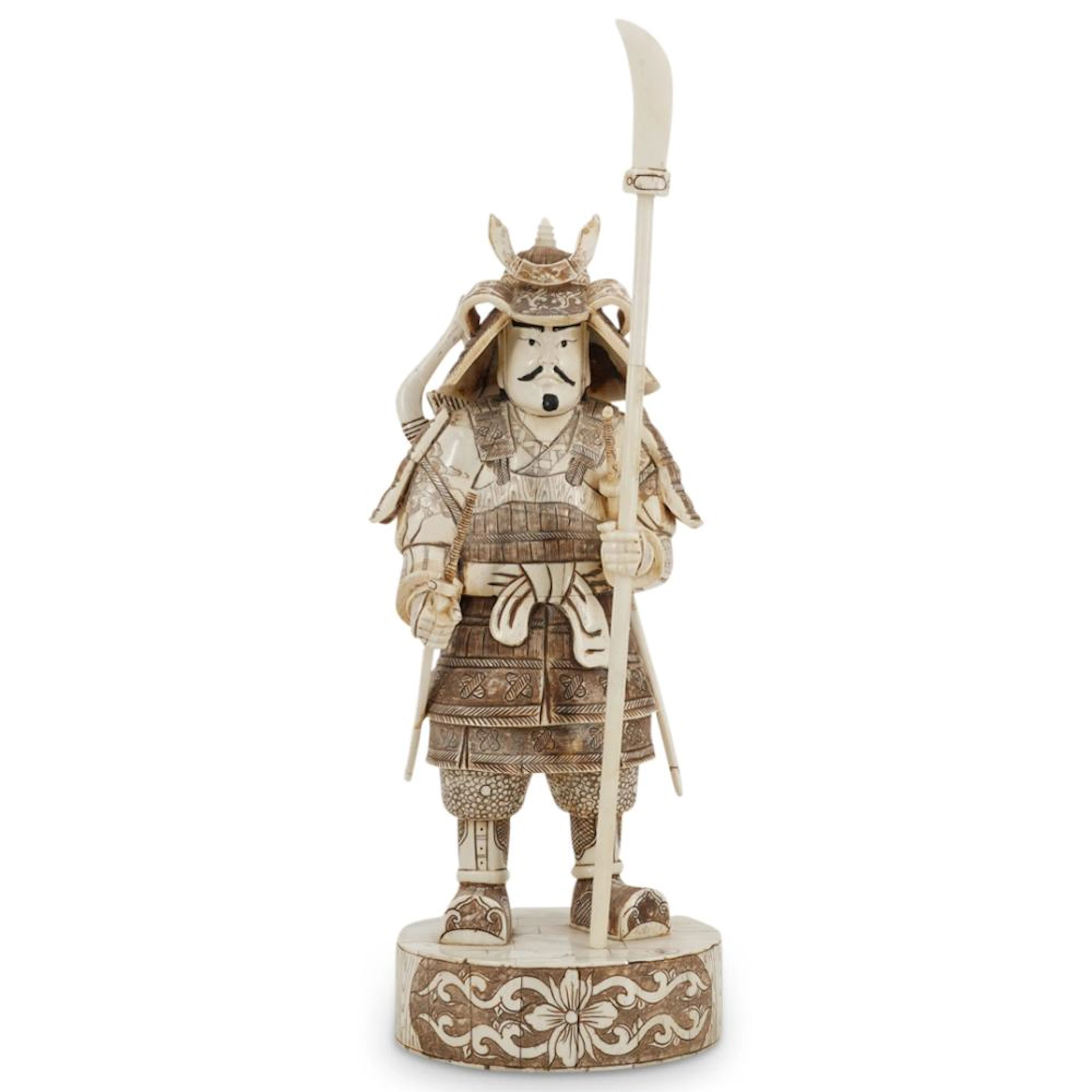 Chinese Carved Bone Samurai Warrior