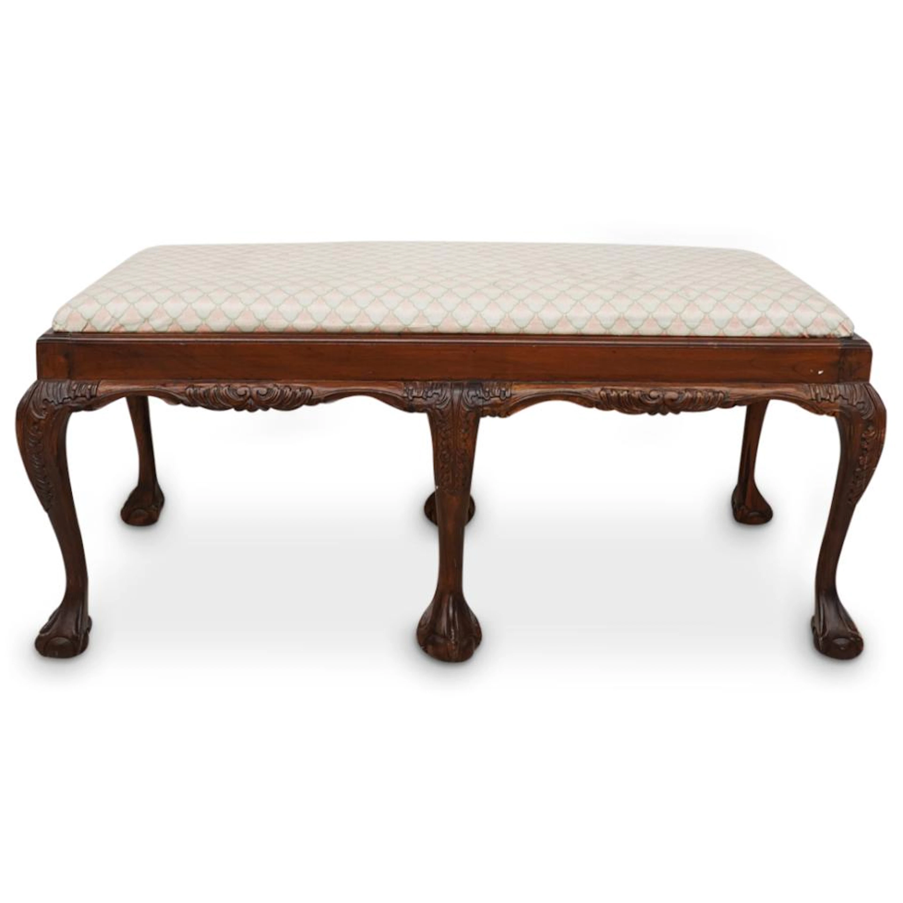19th Cent. English Carved Wood Bench