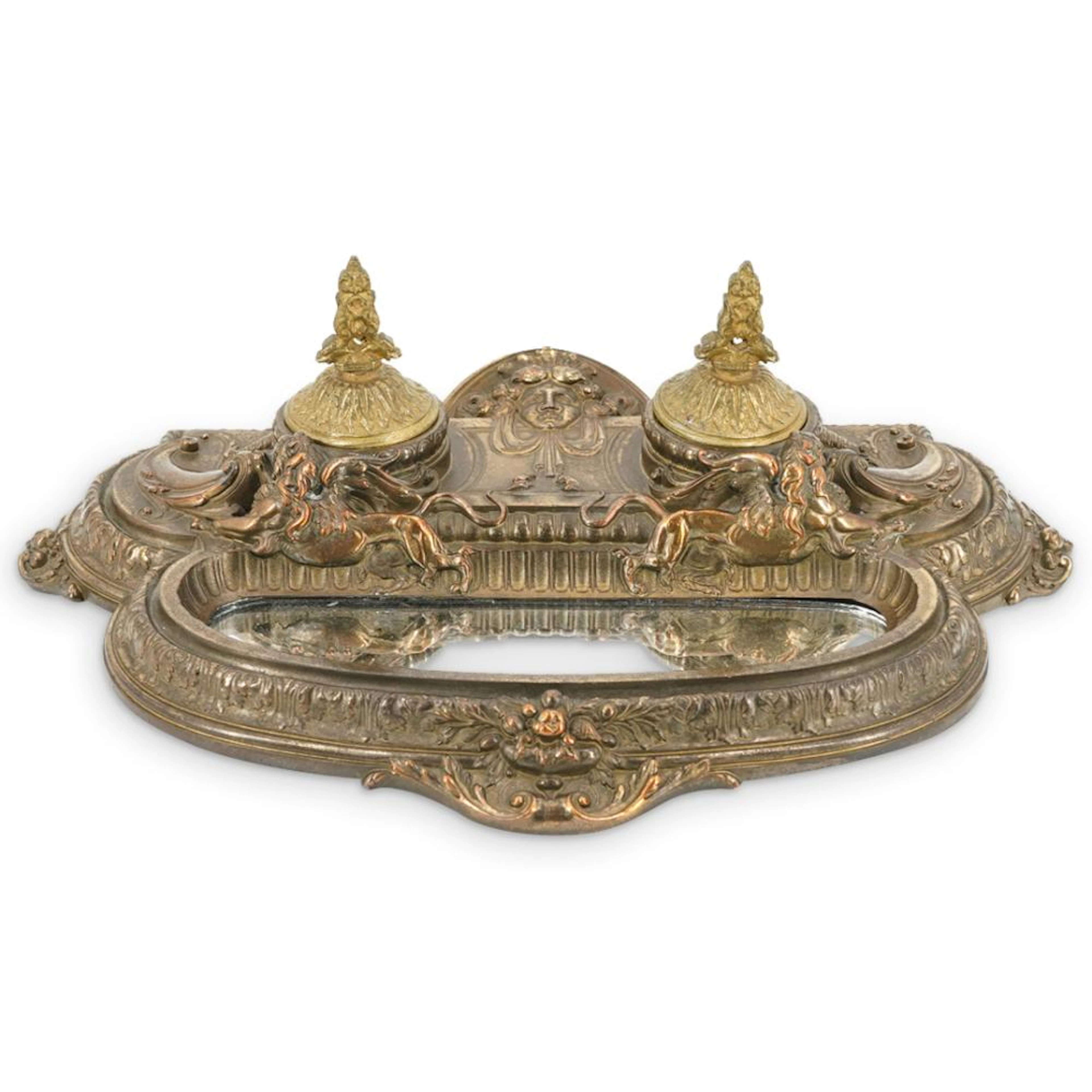 Antique French Gilt Bronze Inkwell