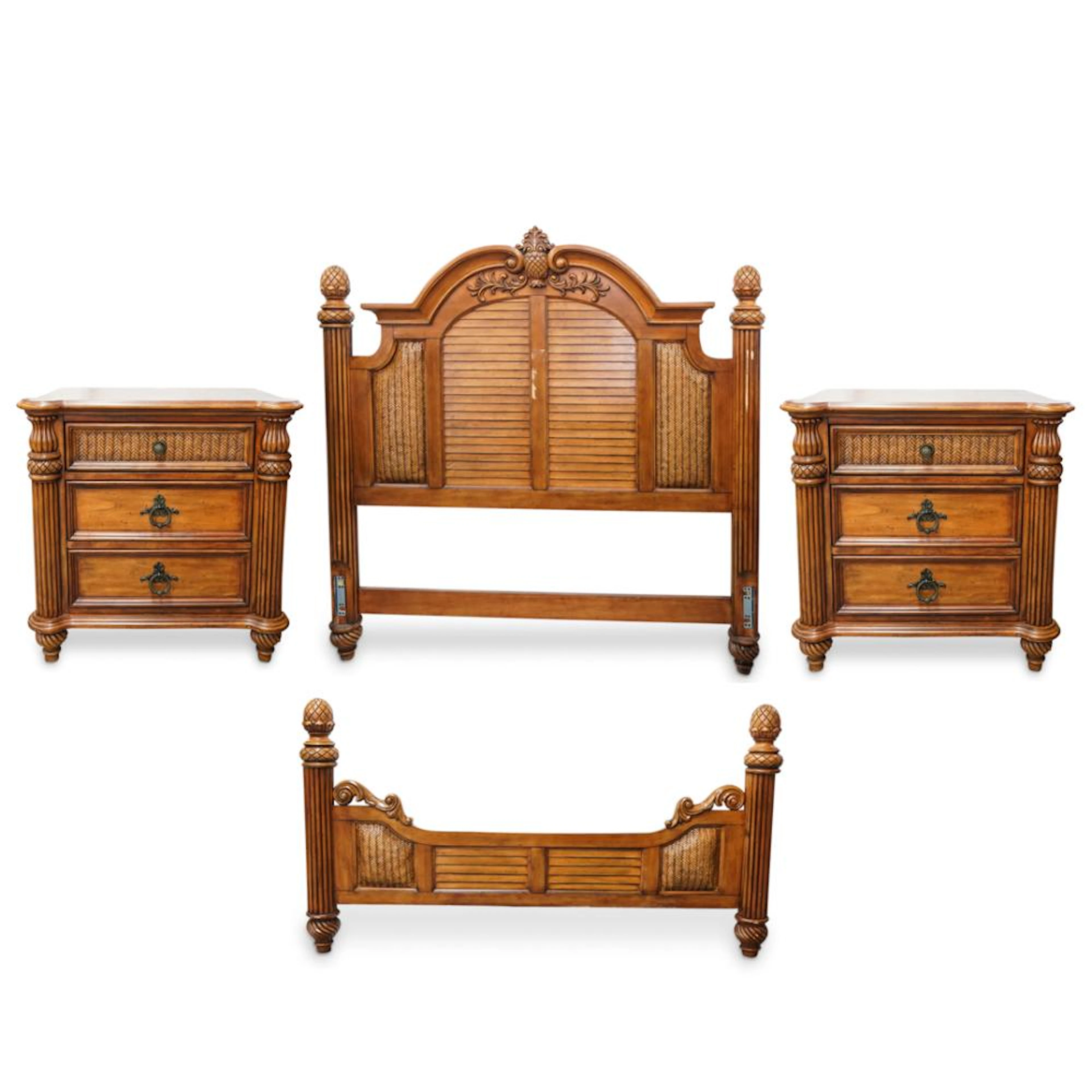 (3Pc) Endura Furniture Key West Tropical Bed Set