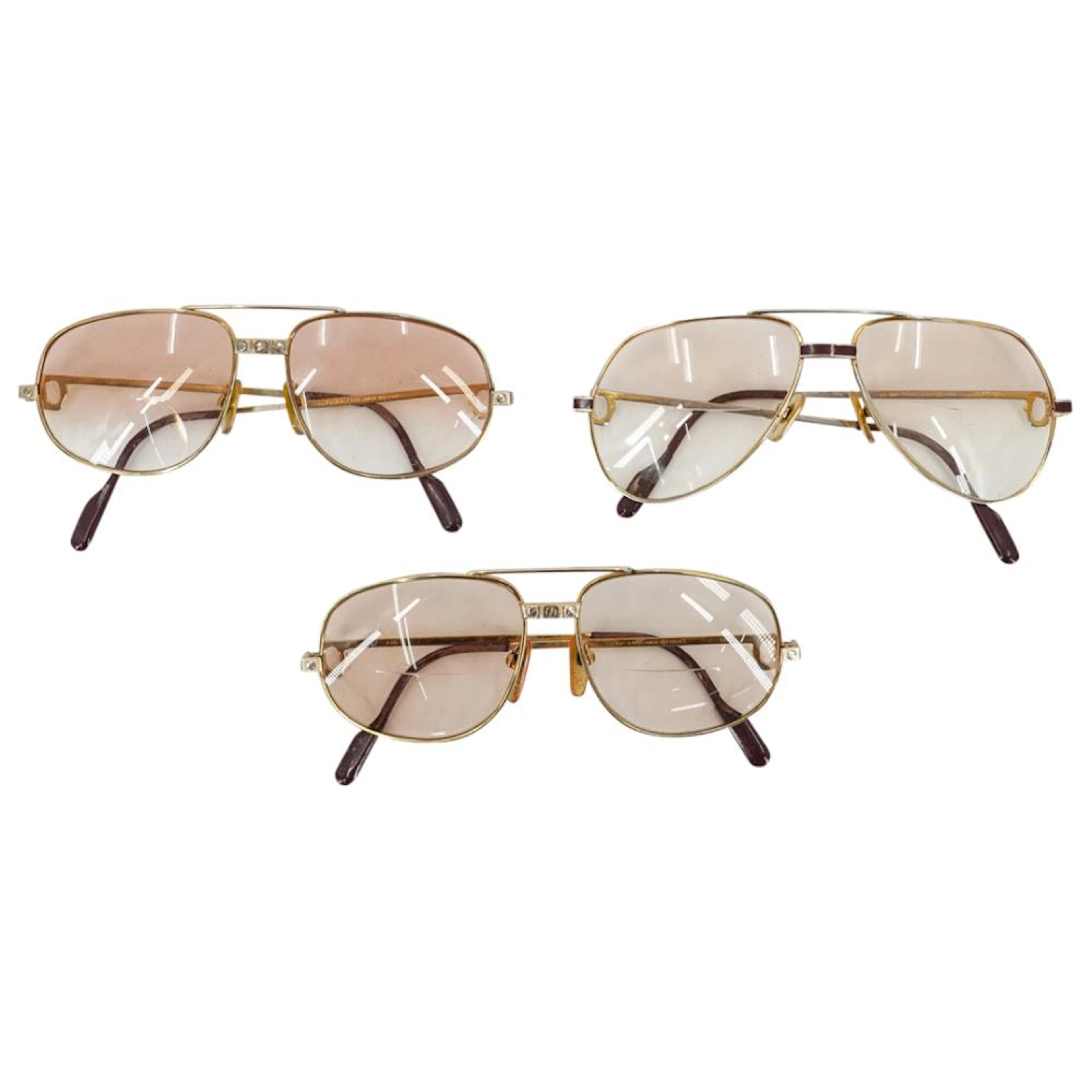 (3 Pc) Cartier Gold Plated Eyeglasses