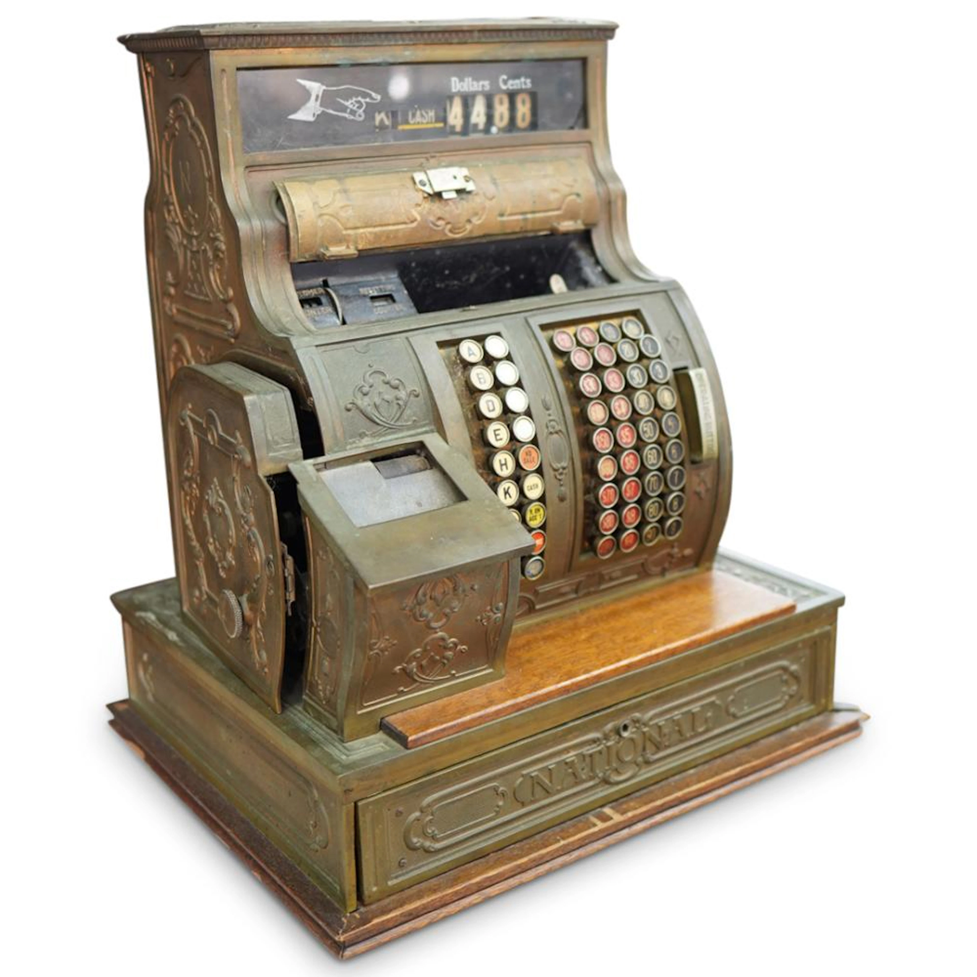 ational Cash Register Brass Second Hand Register Unit