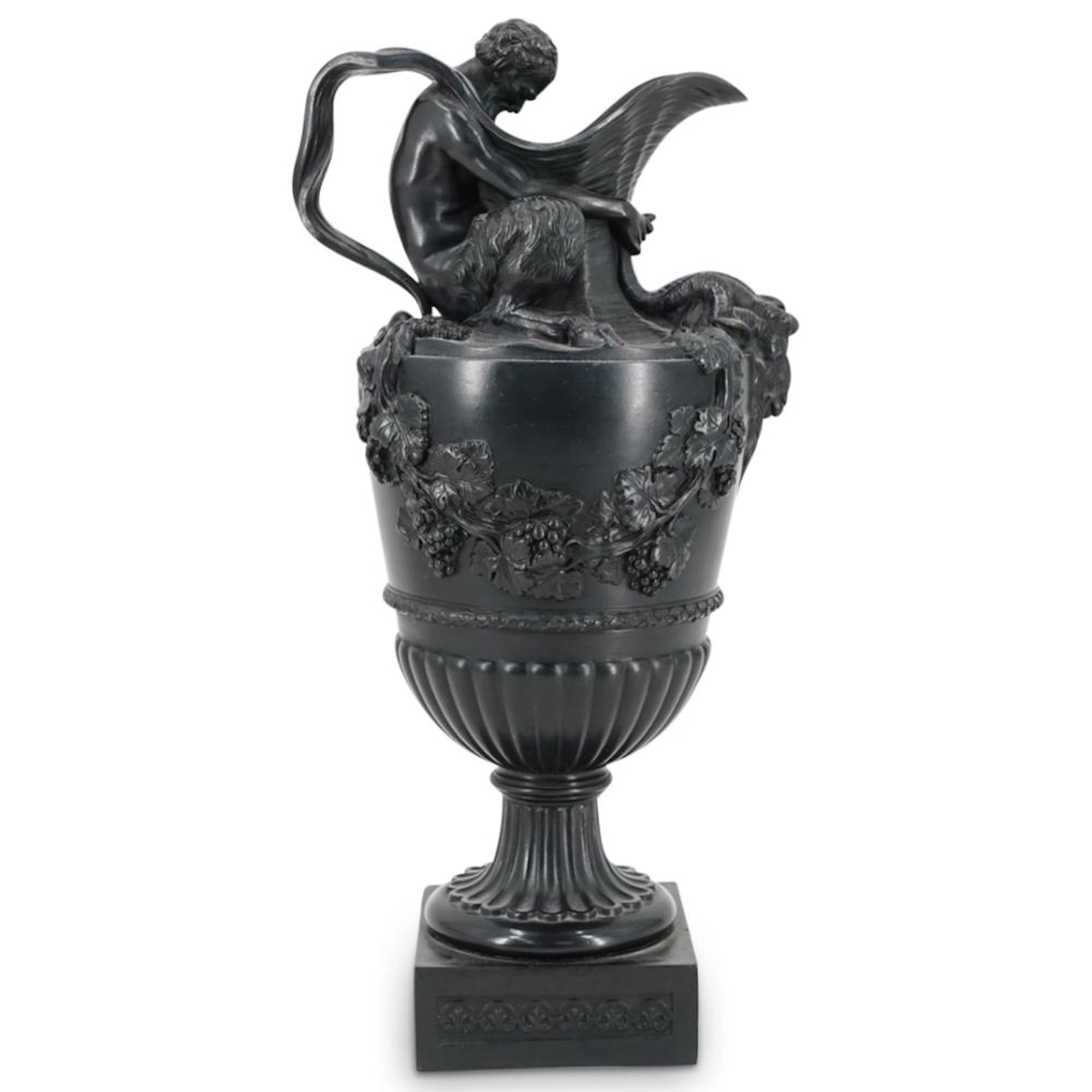 18th Cent. Wedgwood And Bentley Black Basalt Faun Ewer