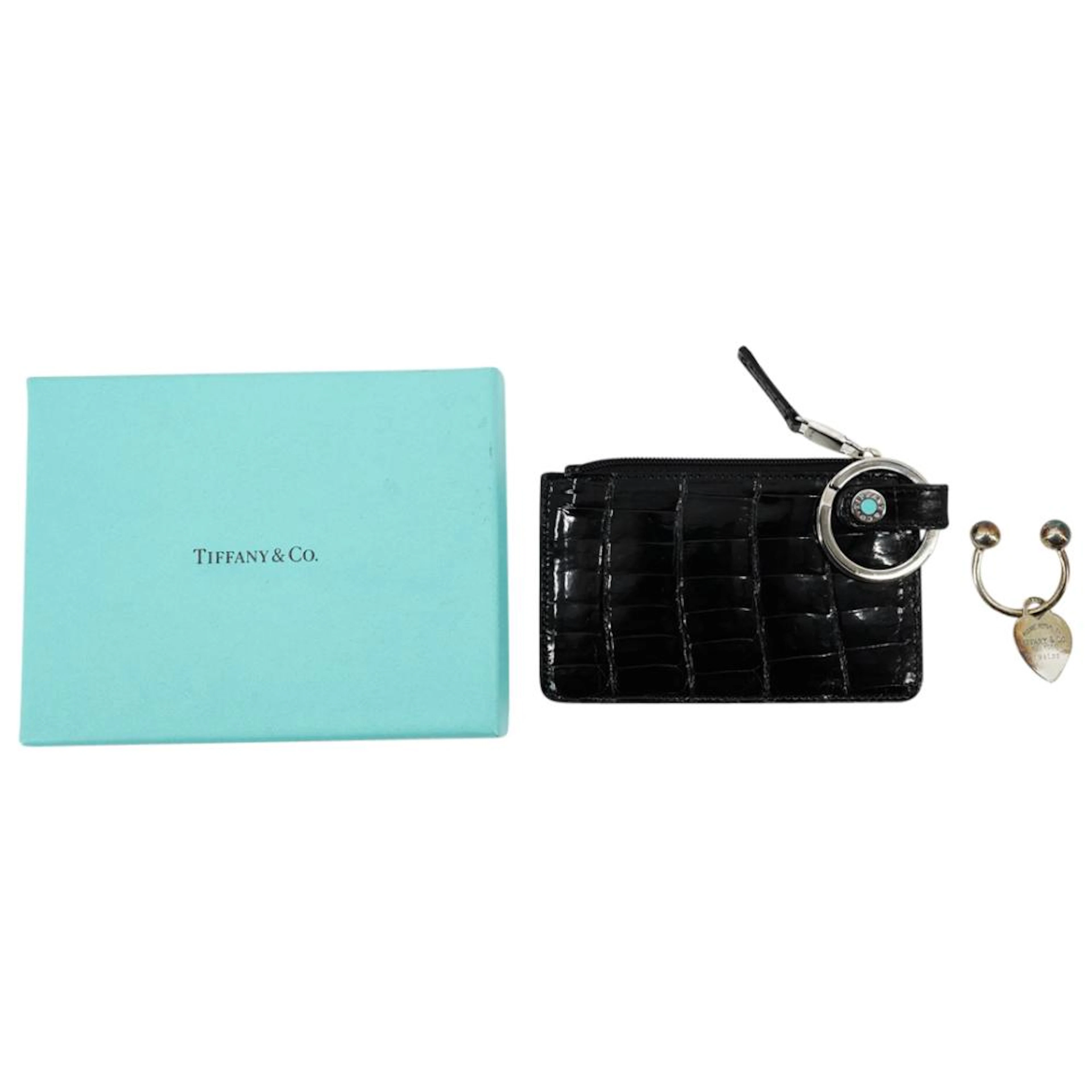 (2 Pc) Tiffany & Co. Leather Coin Wallet & Key Ring Set