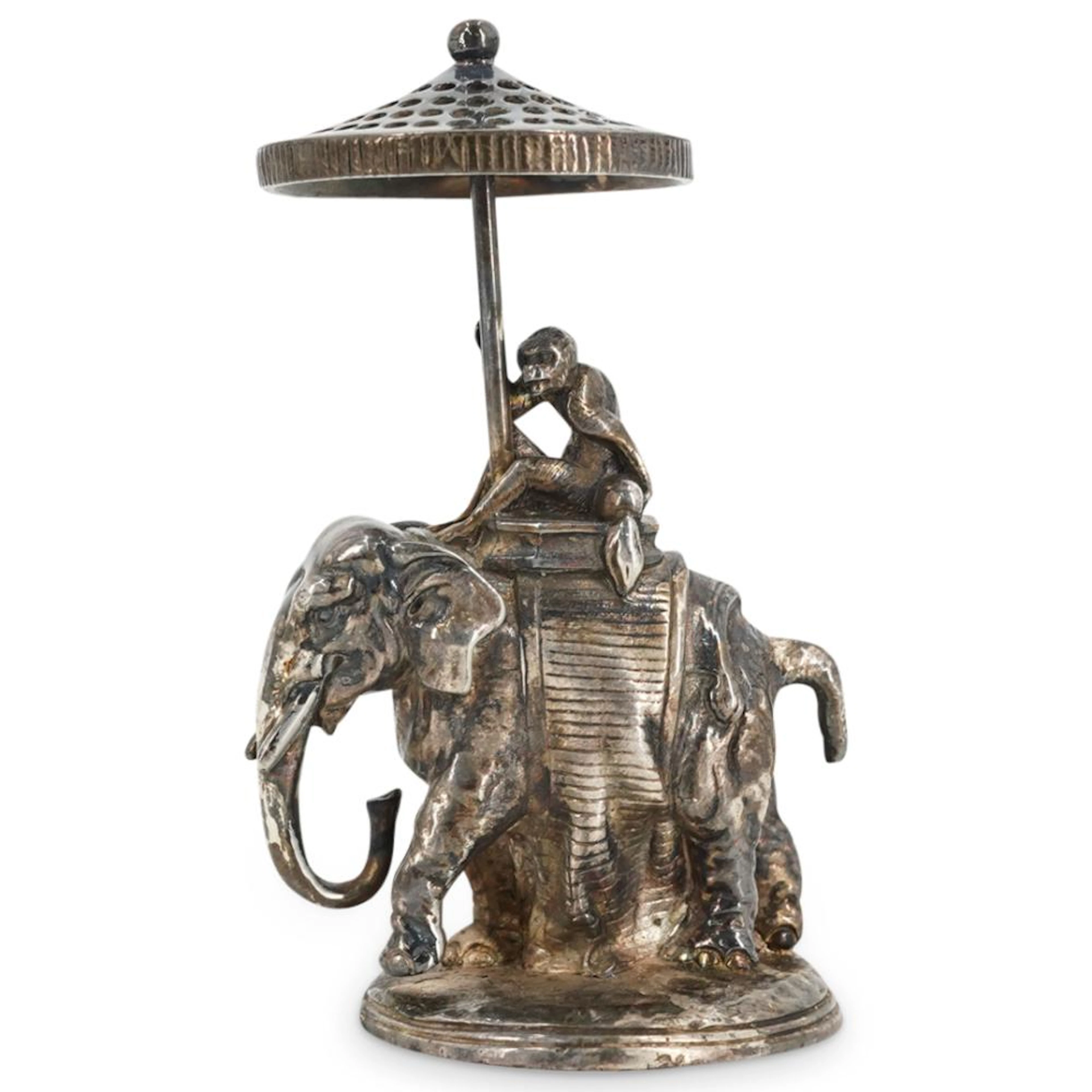 Christofle Silver Plated Elephant and Monkey Figurine