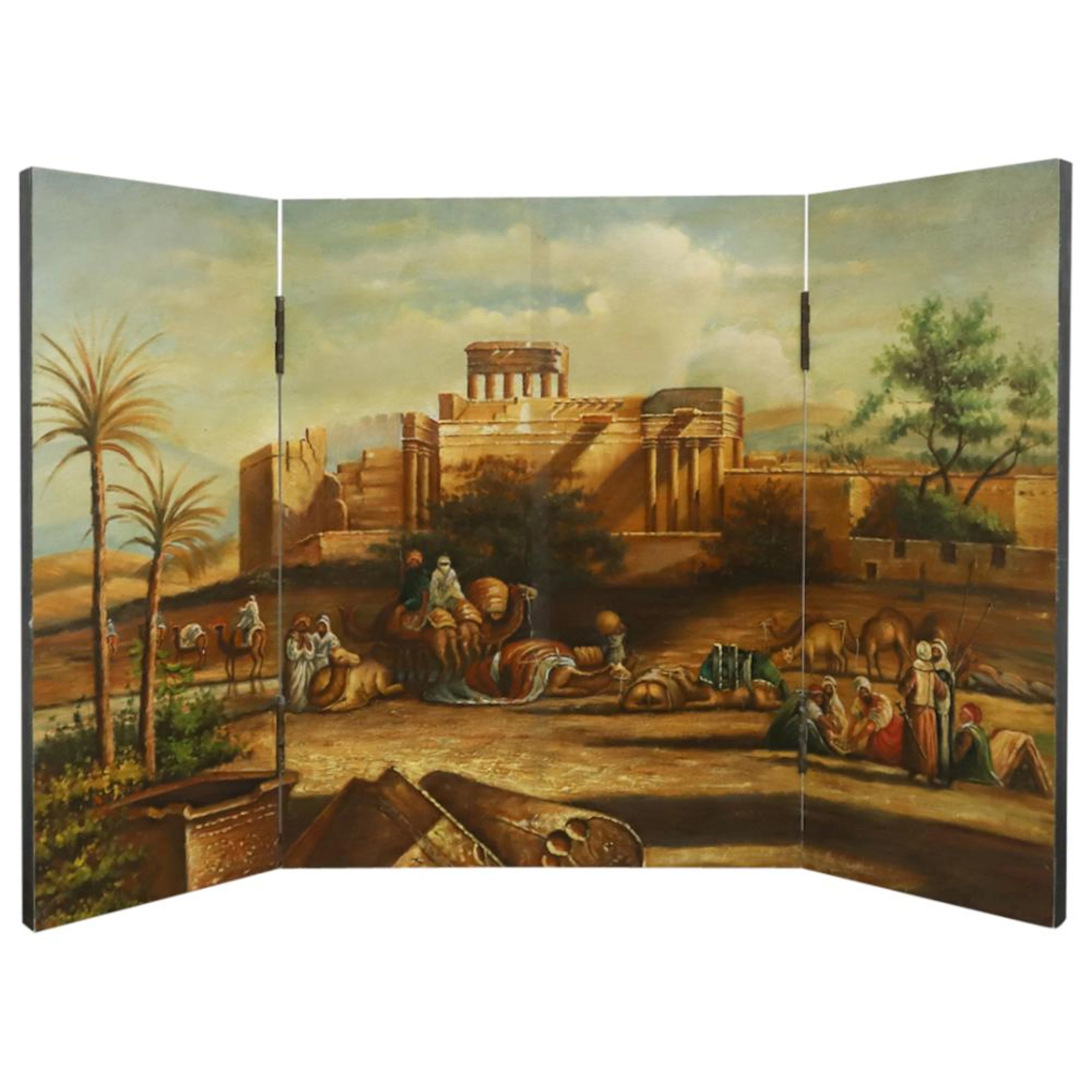 Vintage Department 56 Hand Painted Triptych Table Scree