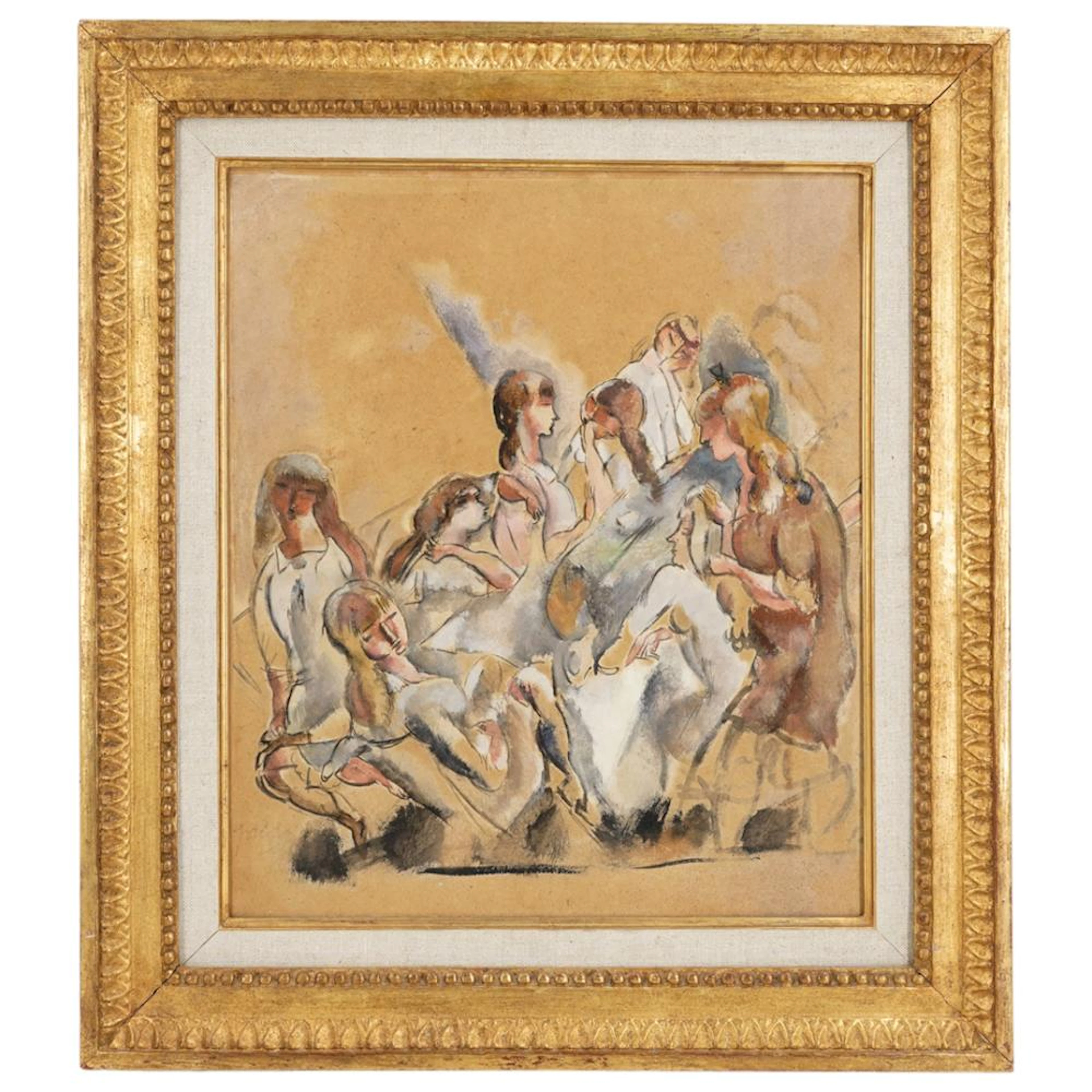 Jules Pascin (1885-1930) "Reunion Feminine" Oil on Canvas Painting