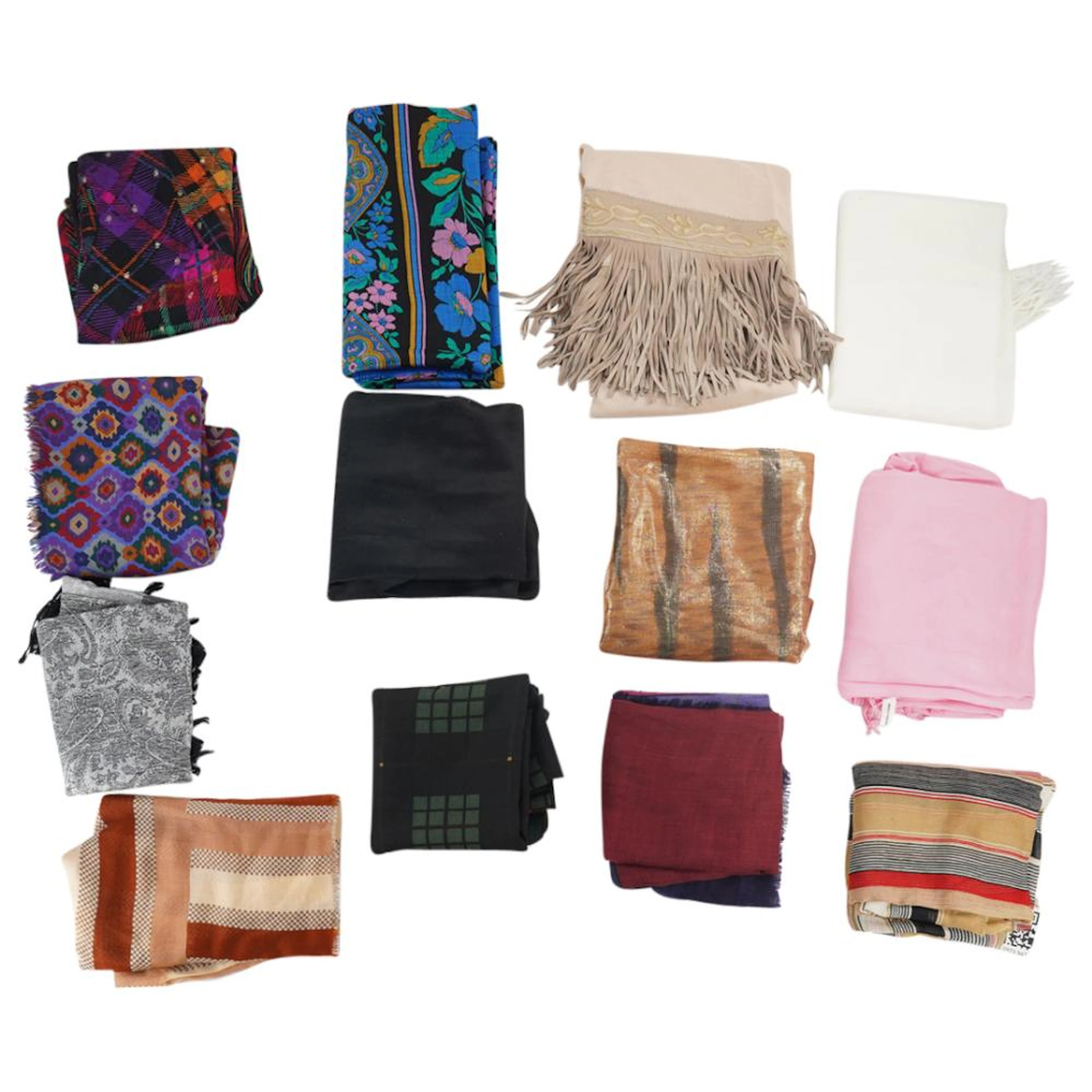 (13 Pc) Assorted Winter Wool Scarves Grouping Set