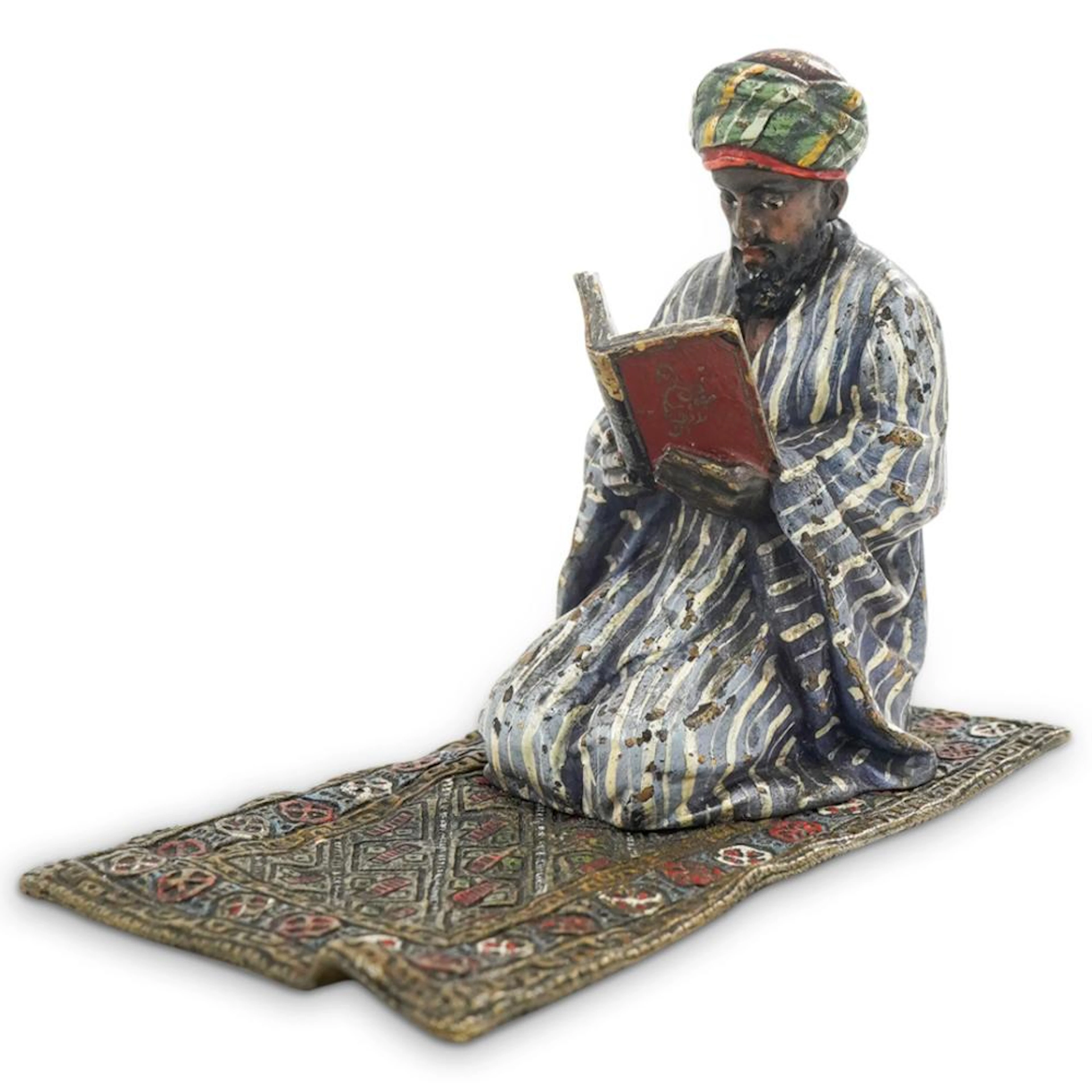 Franz Bergman Cold Painted Bronze Orientalist Figure On Rug