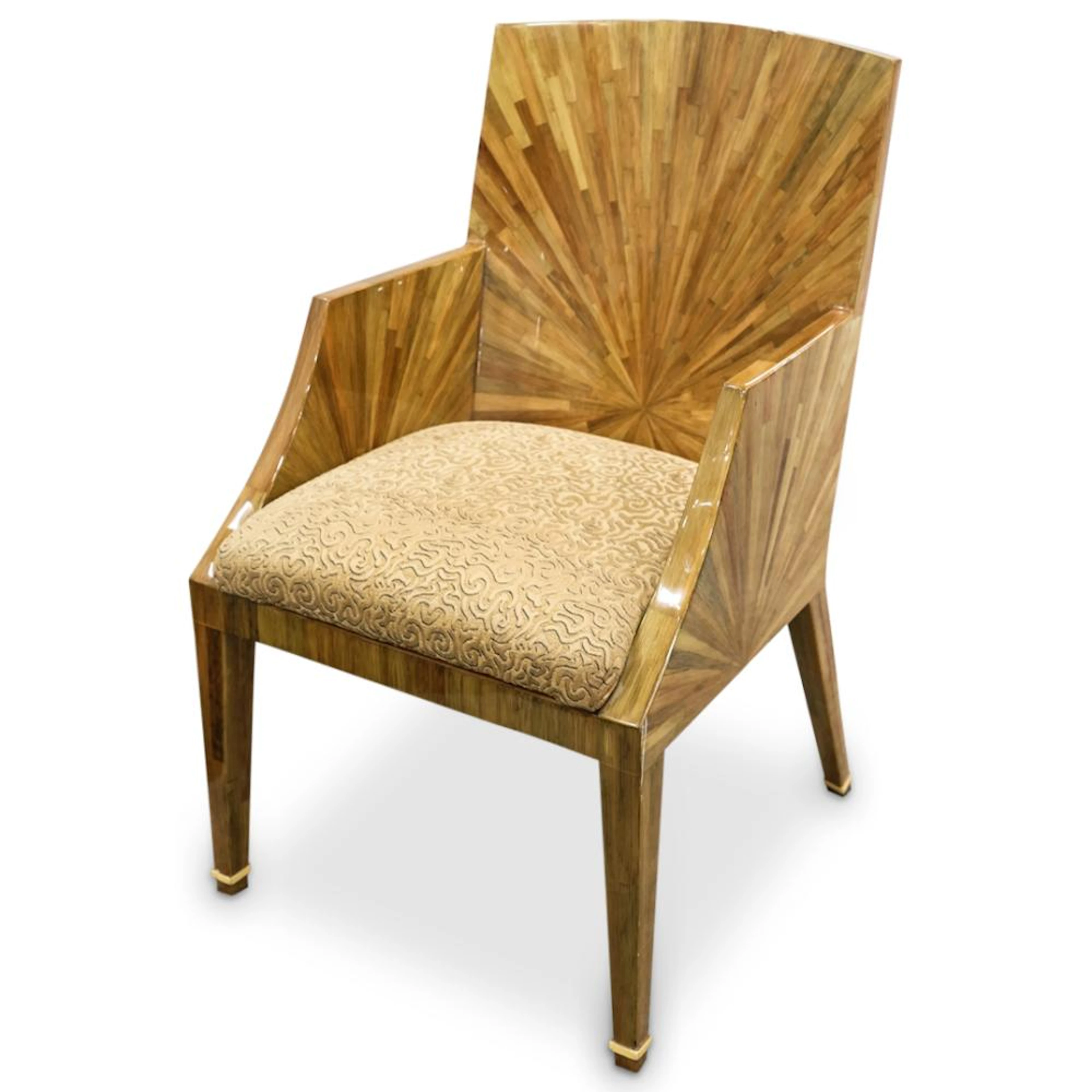 Ron Seff "Jean Michel Frank Style" Raffia Wood Arm Chair