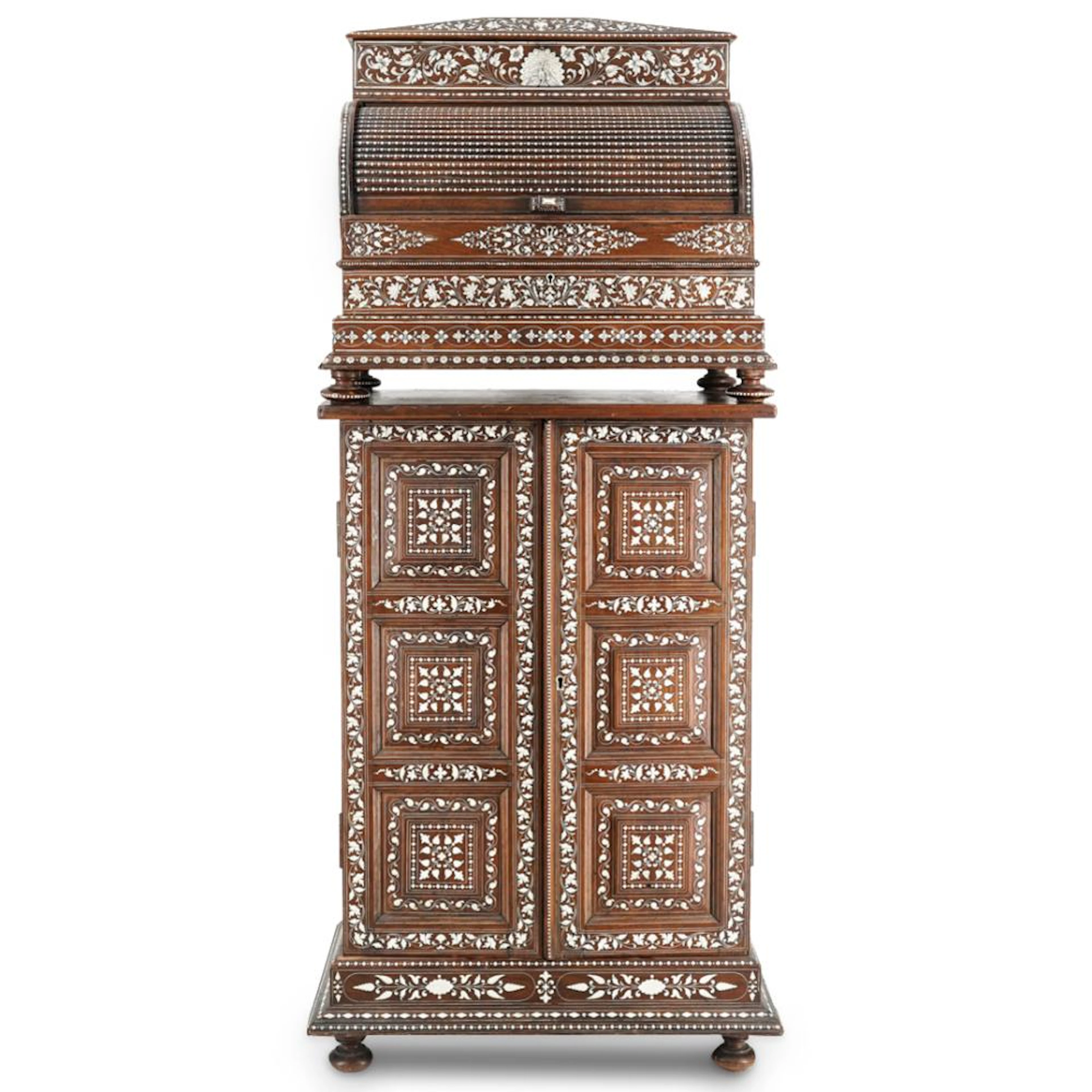 19th Cent. Anglo-Indian Inlaid Stationery Box & Cabinet Stand