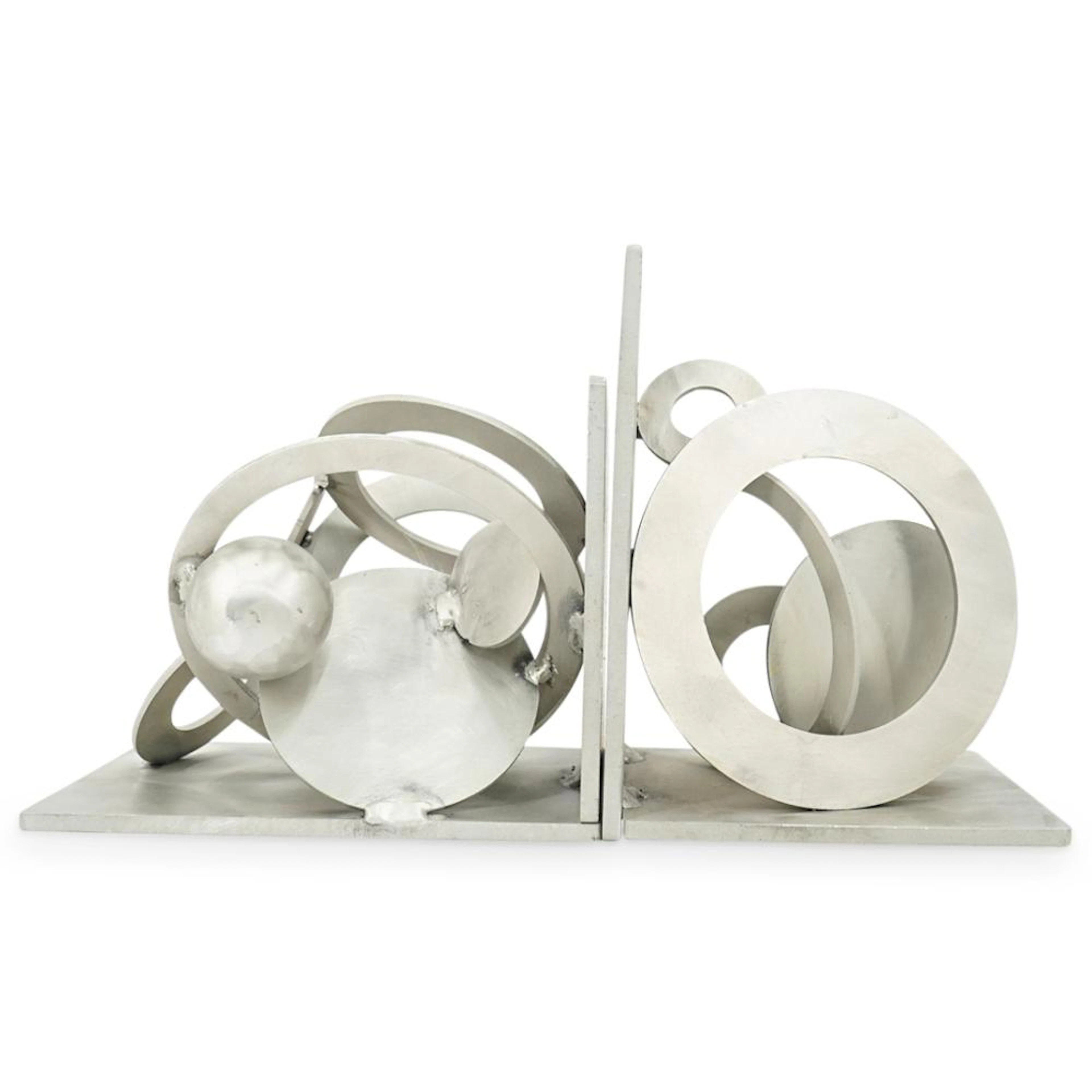 (2 Pc) Signed C.F. Smith Aluminum Bookends