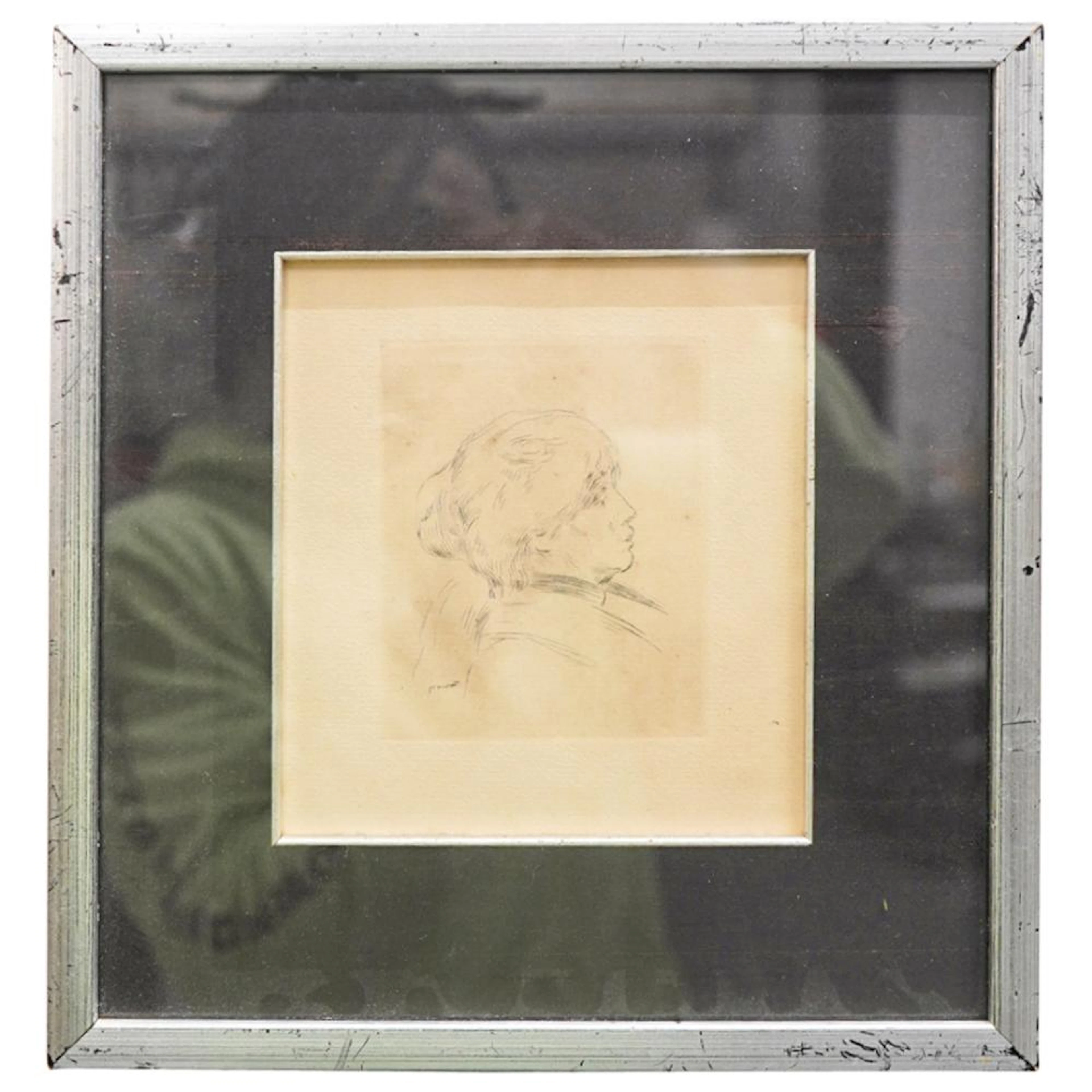 Auguste Renoir (French, 1841) "Portrait of Berthe Morisot" Etching