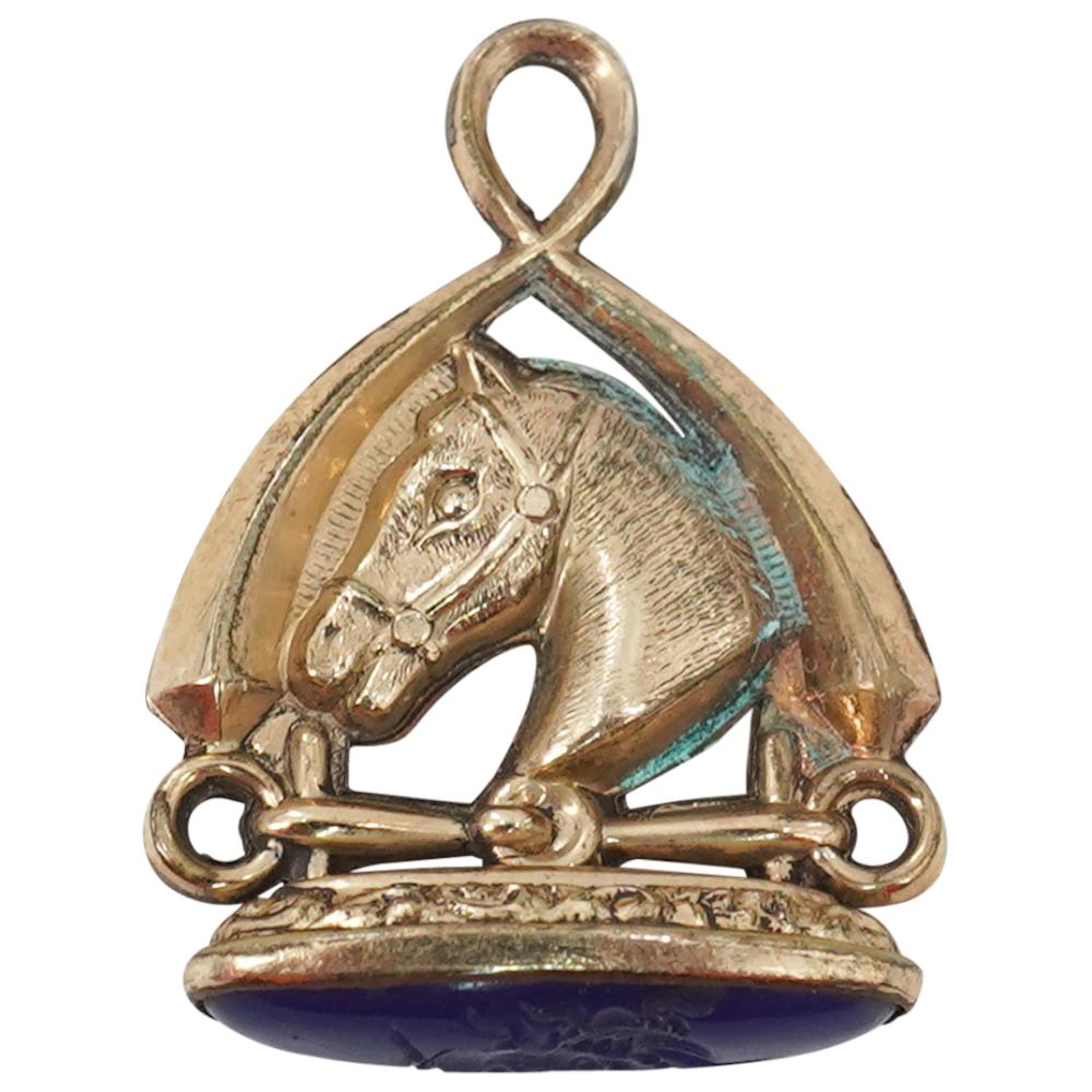 Antique Gilt Horse Head & Cameo Pendant