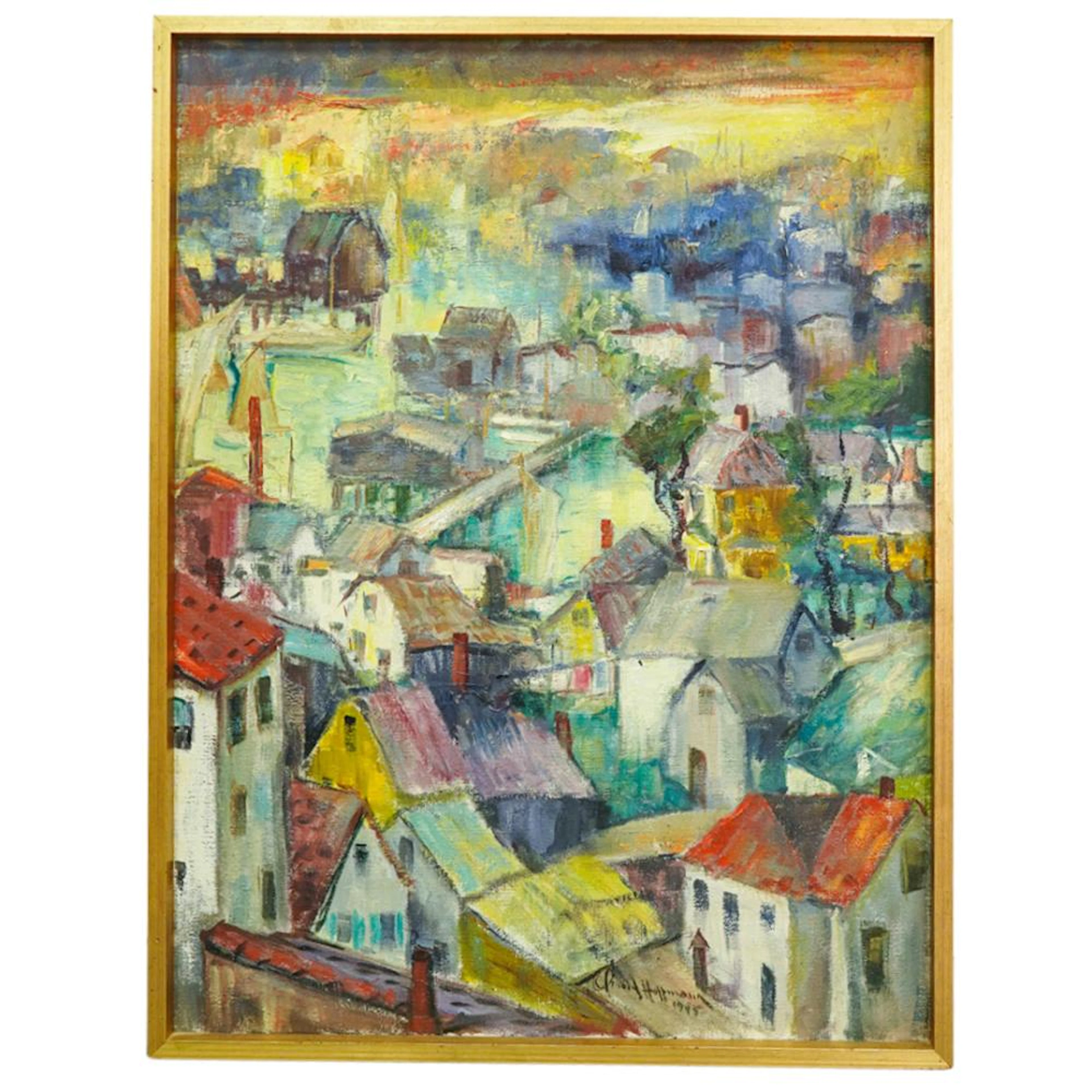 Arnold Hoffman (American, 1886-1966) Fauvism Cityscape Oil on Canvas Painting