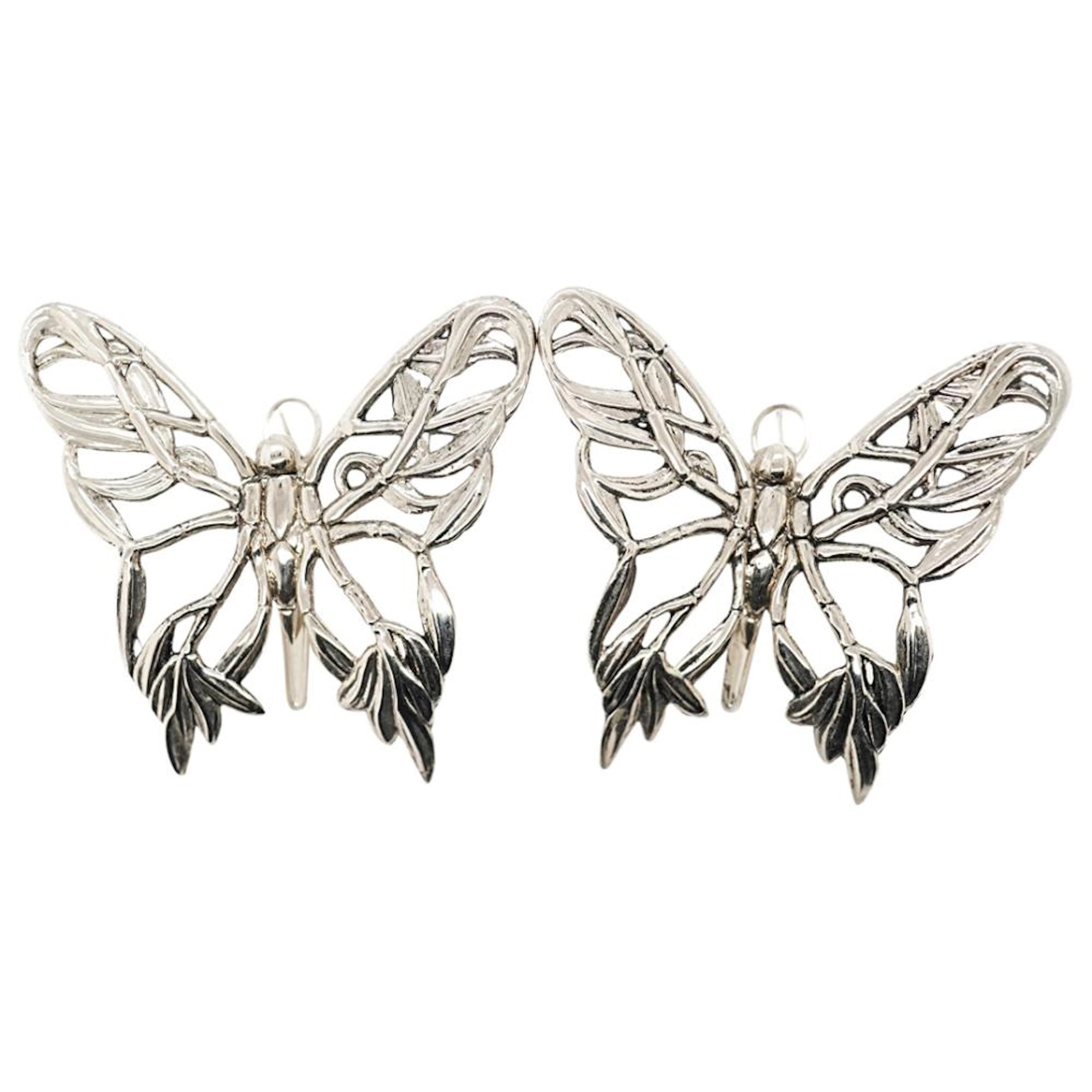 Pair Of John Hardy Sterling Silver Butterfly Hair Clips