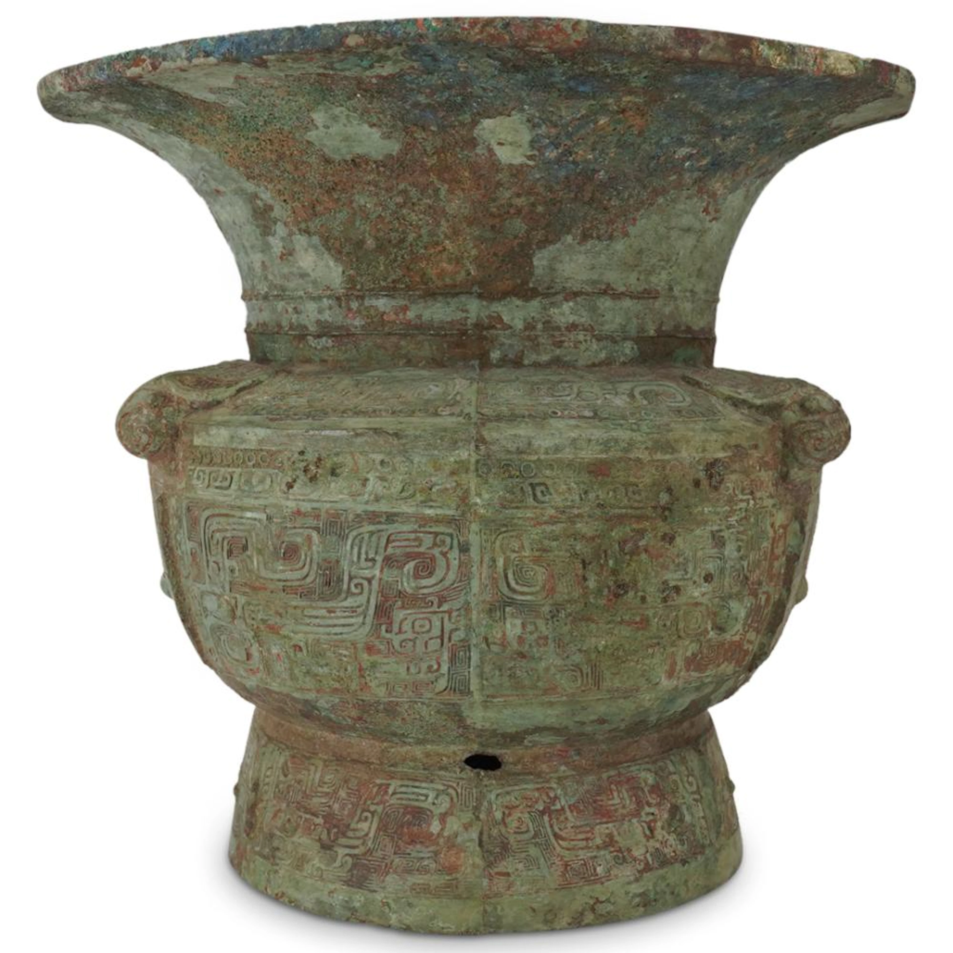 Chinese Shang Dynasty Bronze Zun Ritual Wine Vessel