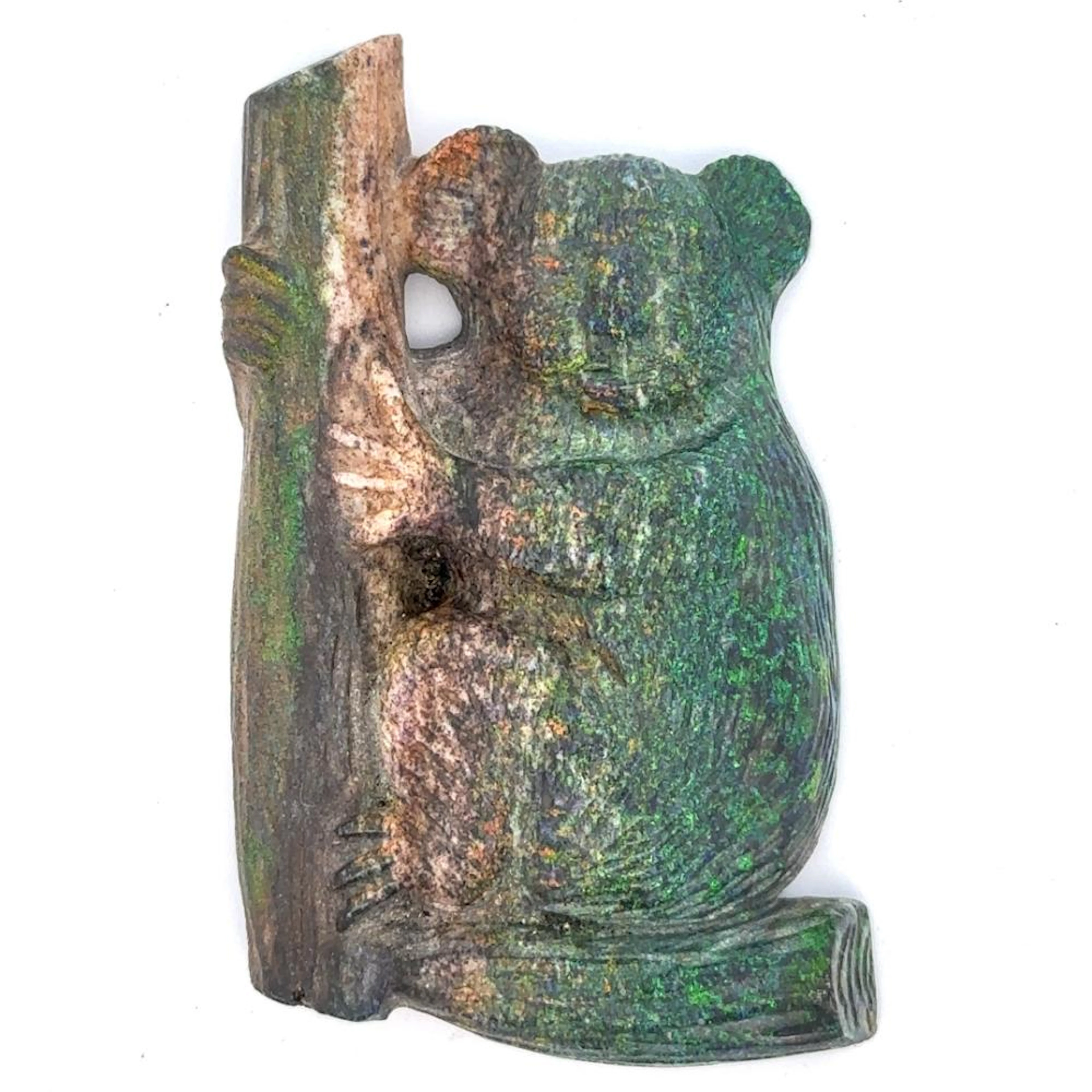 Large Carved Australian Black Opal Koala