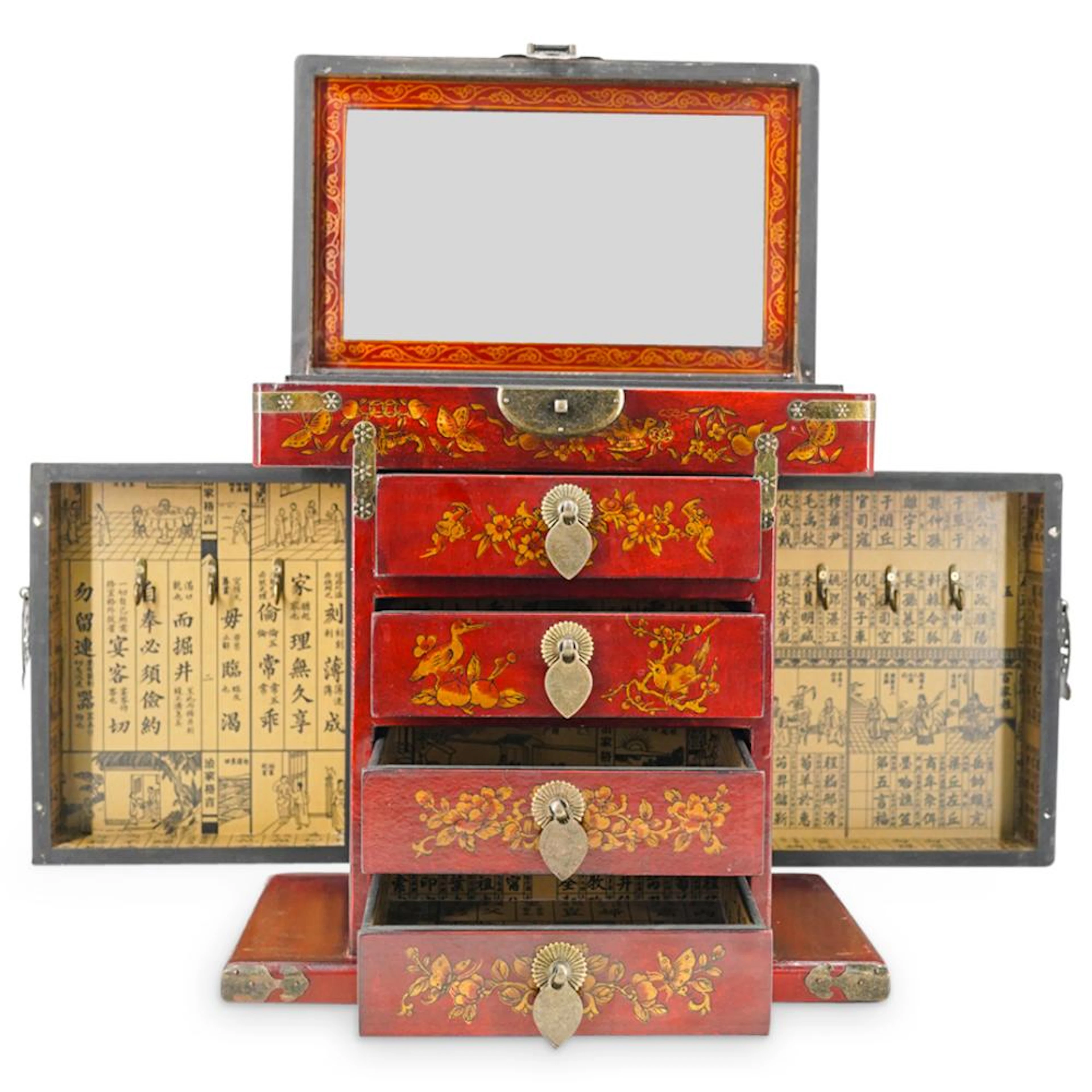 Chinese Vintage Wooden Jewelry Cabinet