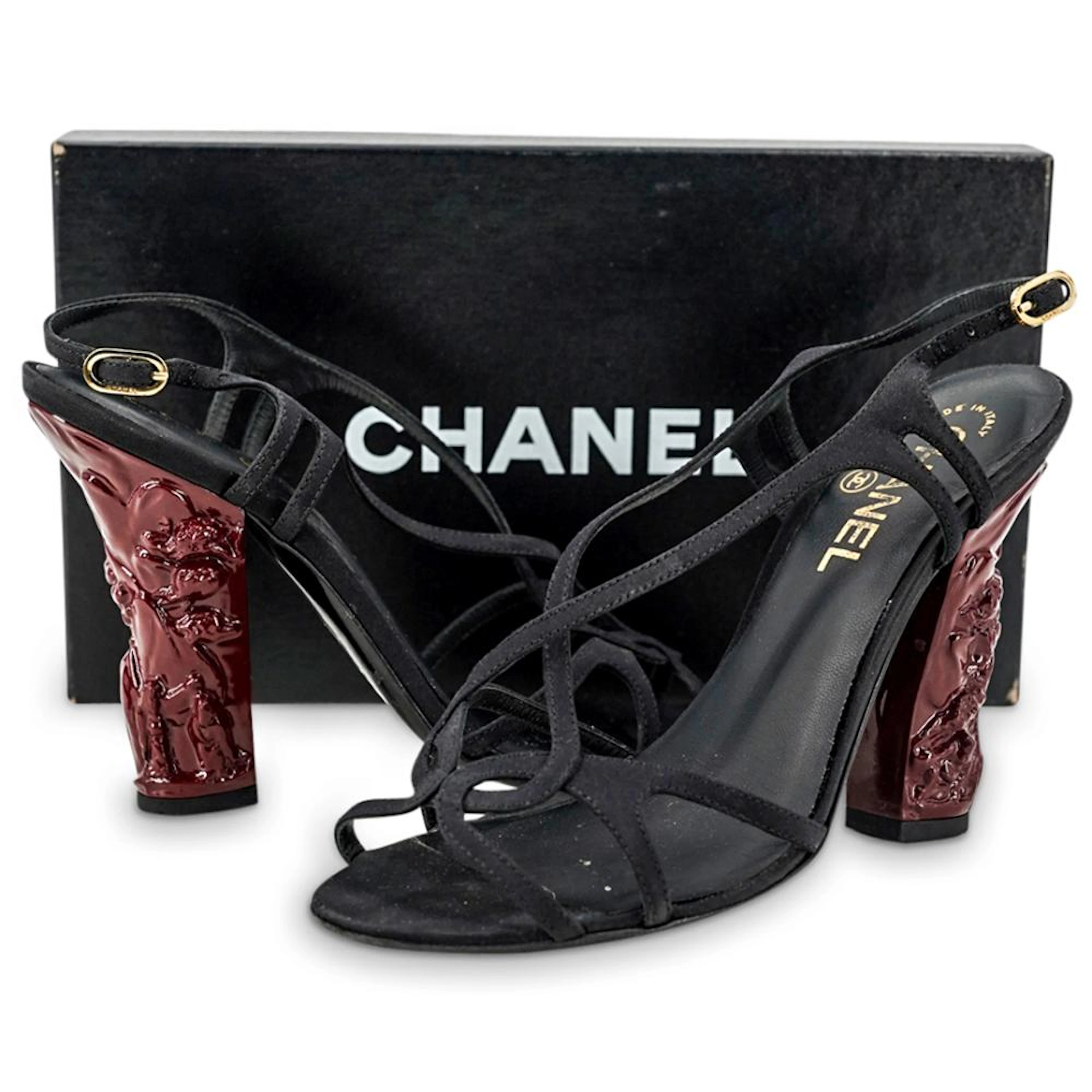 Vintage Chanel Slingback Sandals W/ Sculpted Heels