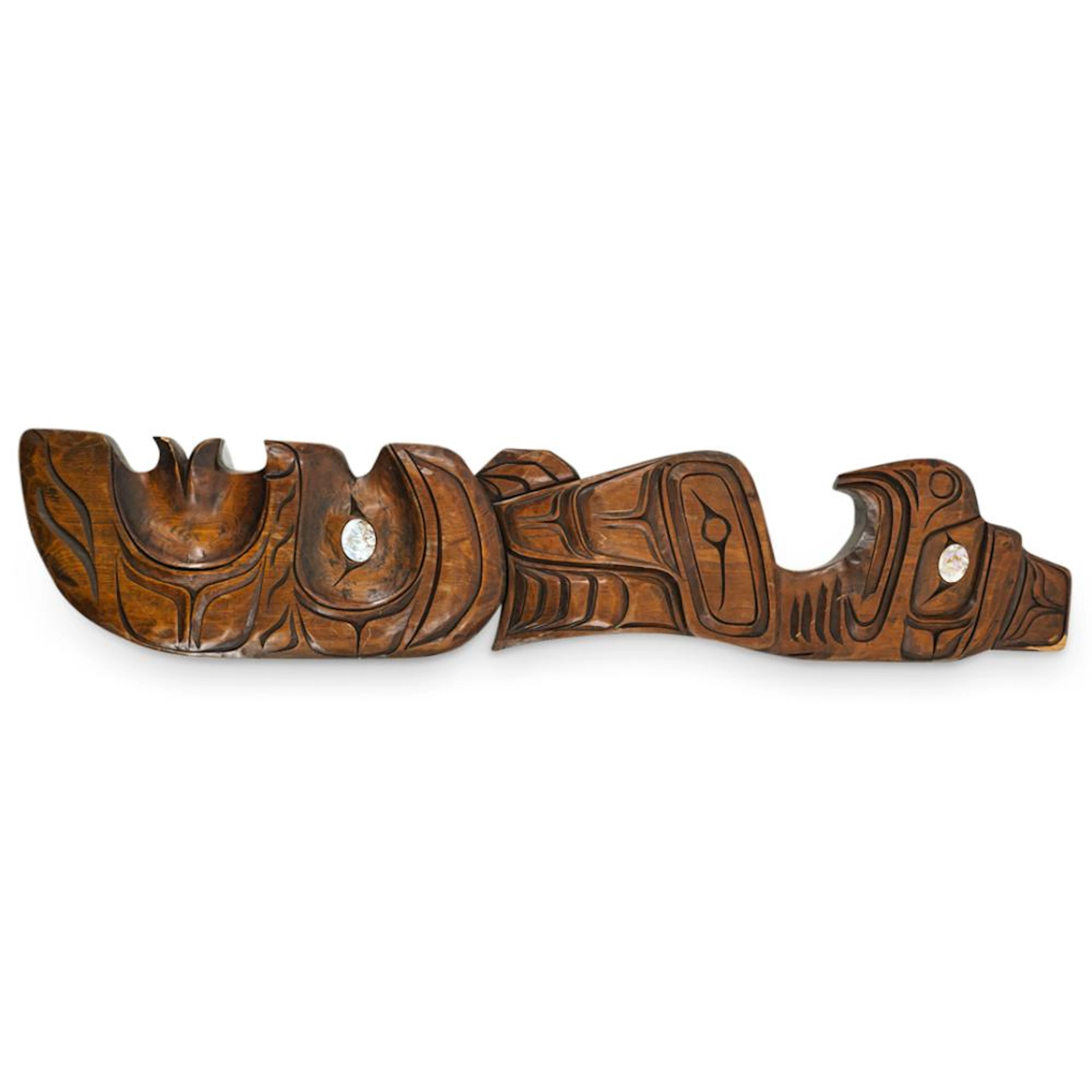 Signed Native American "Thunderbird" Carved Wood Plaque