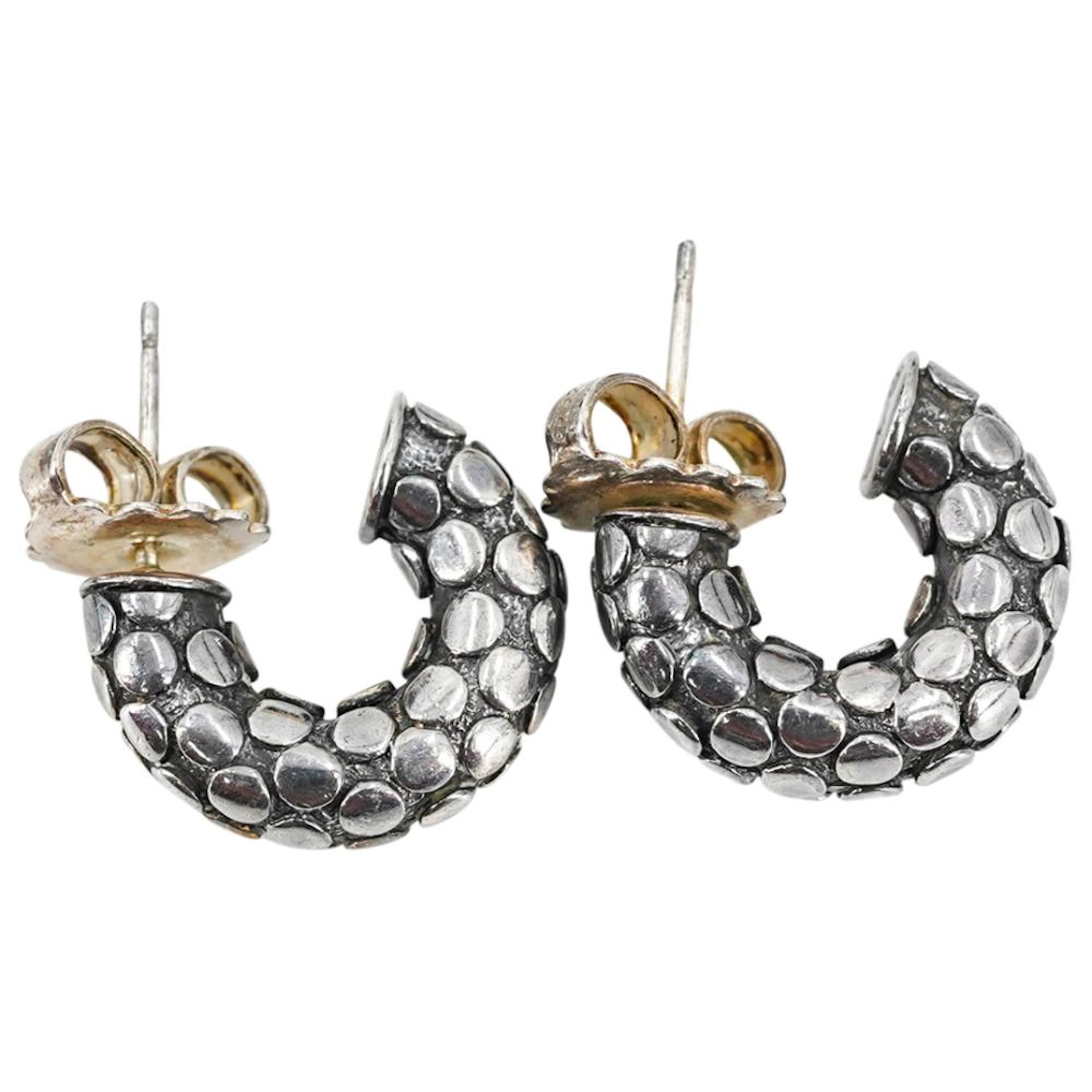 (4 Pc) John Hardy Sterling Silver and 18k Gold Earrings W/ Box