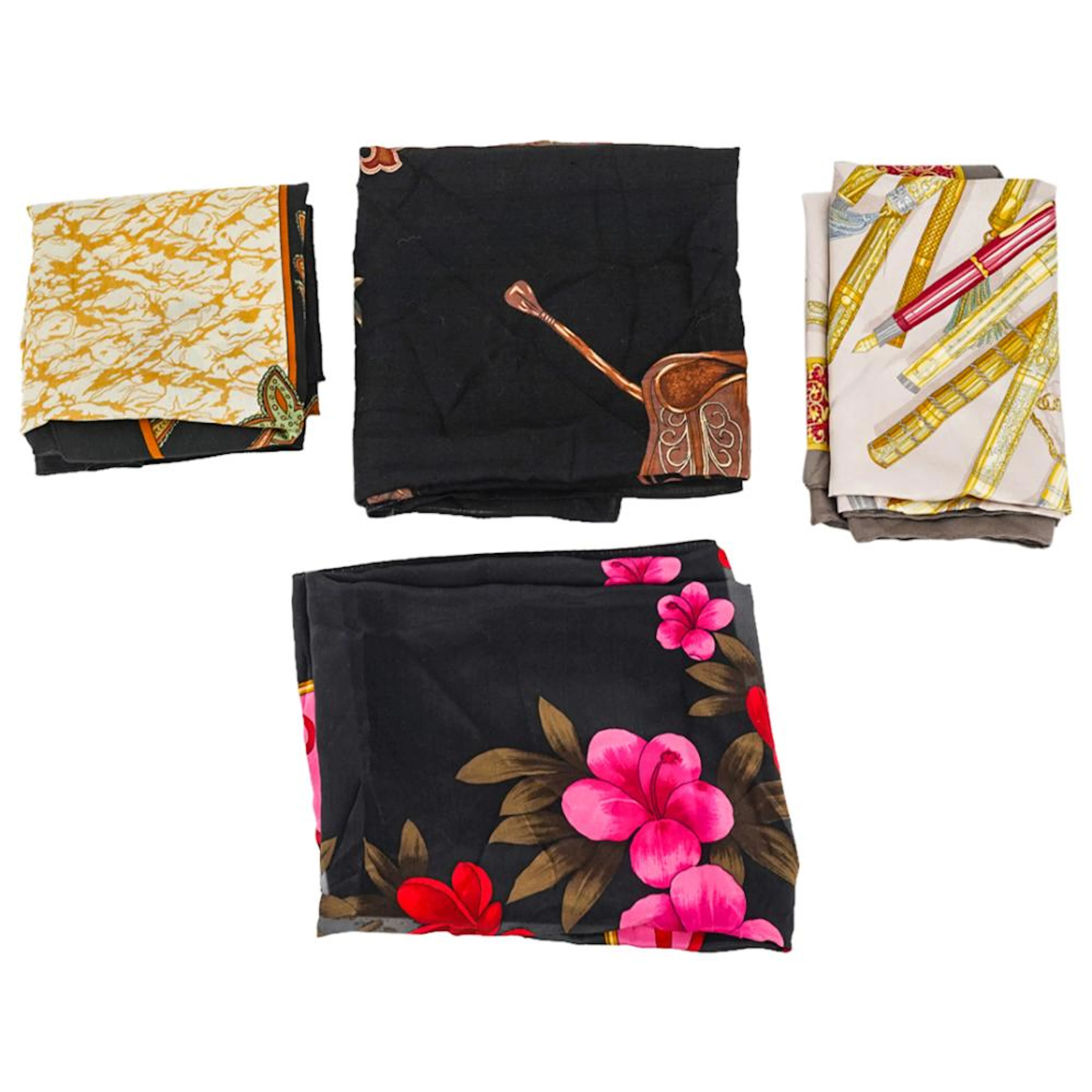 (4 Pc) Designer Silk & Wool Scarves Grouping Set