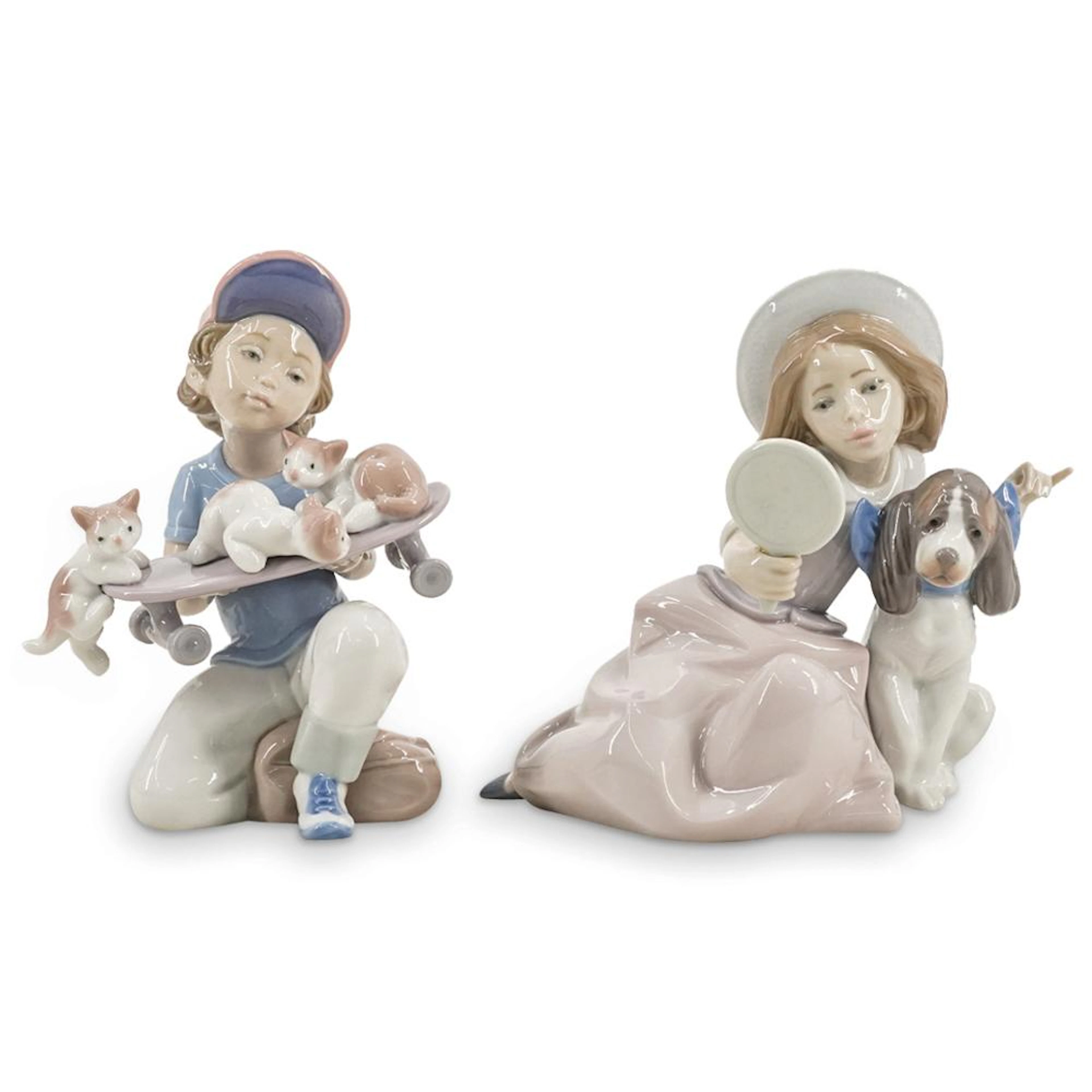 (2 Pc) Lladro Porcelain Figurines Grouping Set