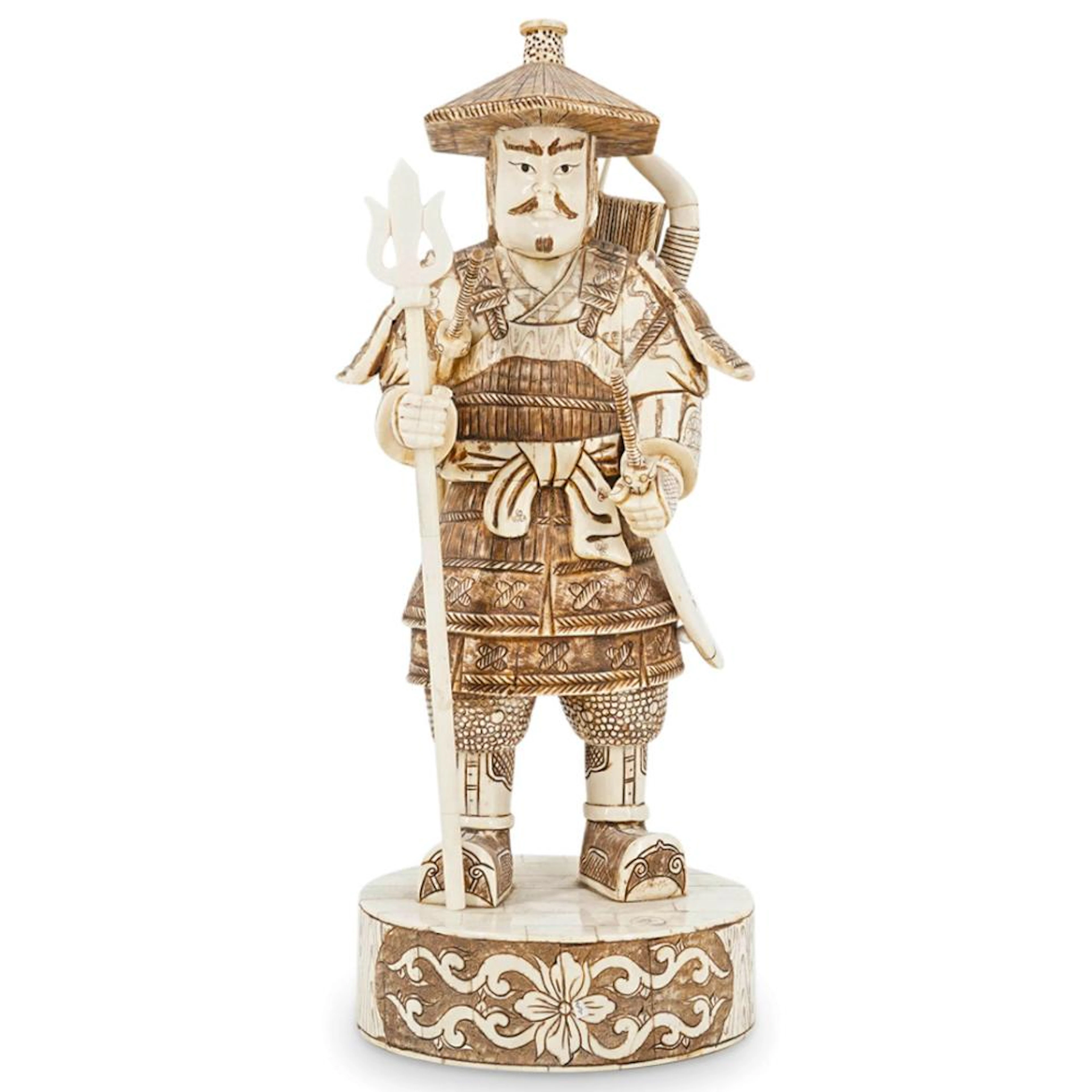 Chinese Carved Bone Samurai Warrior Sculpture