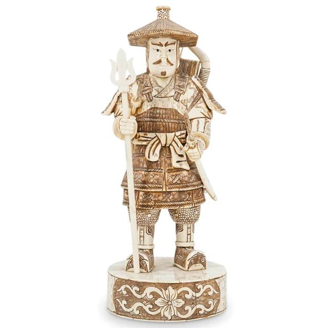 Chinese Carved Bone Samurai Warrior Sculpture