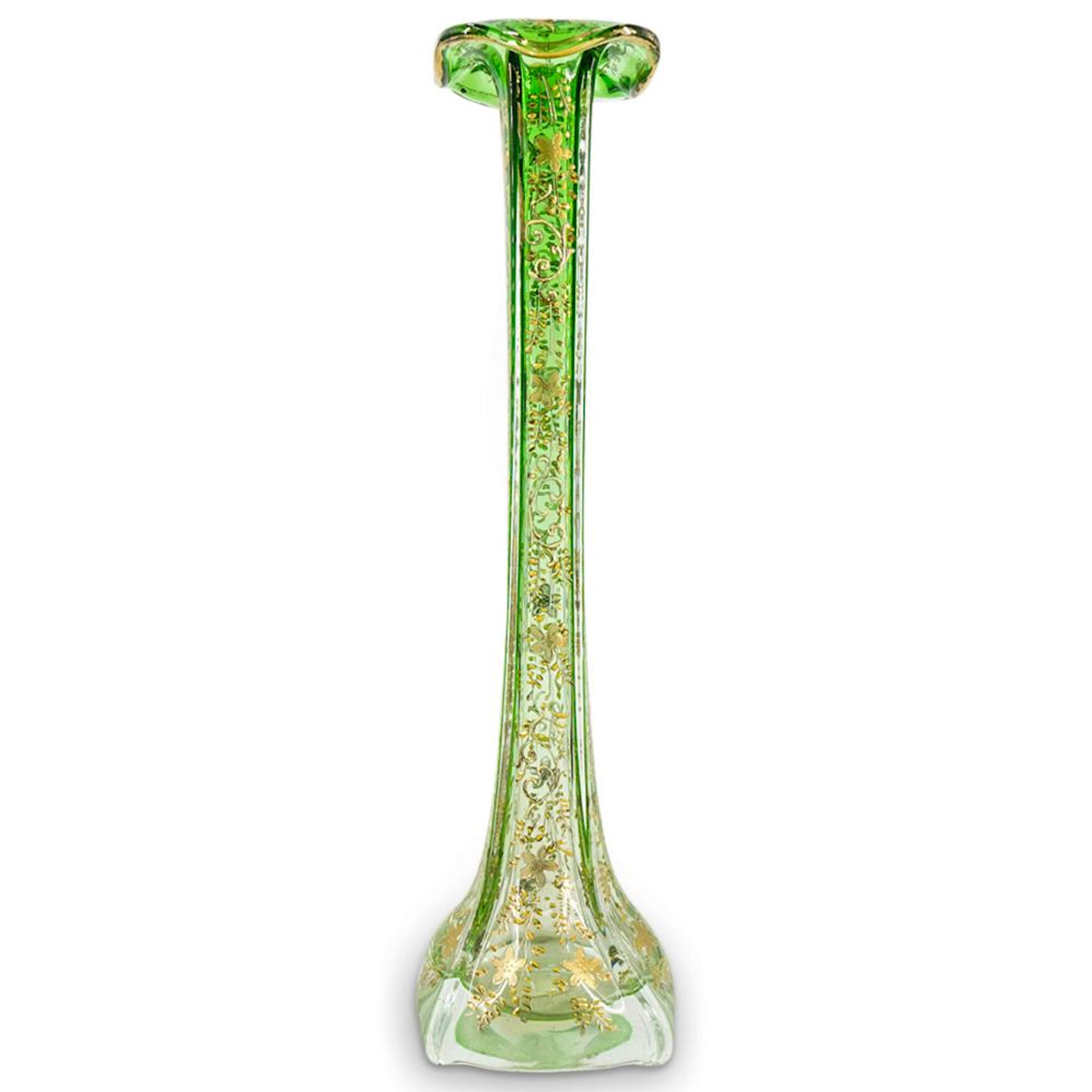 Antique Moser Gilt enamel Glass Bud Vase