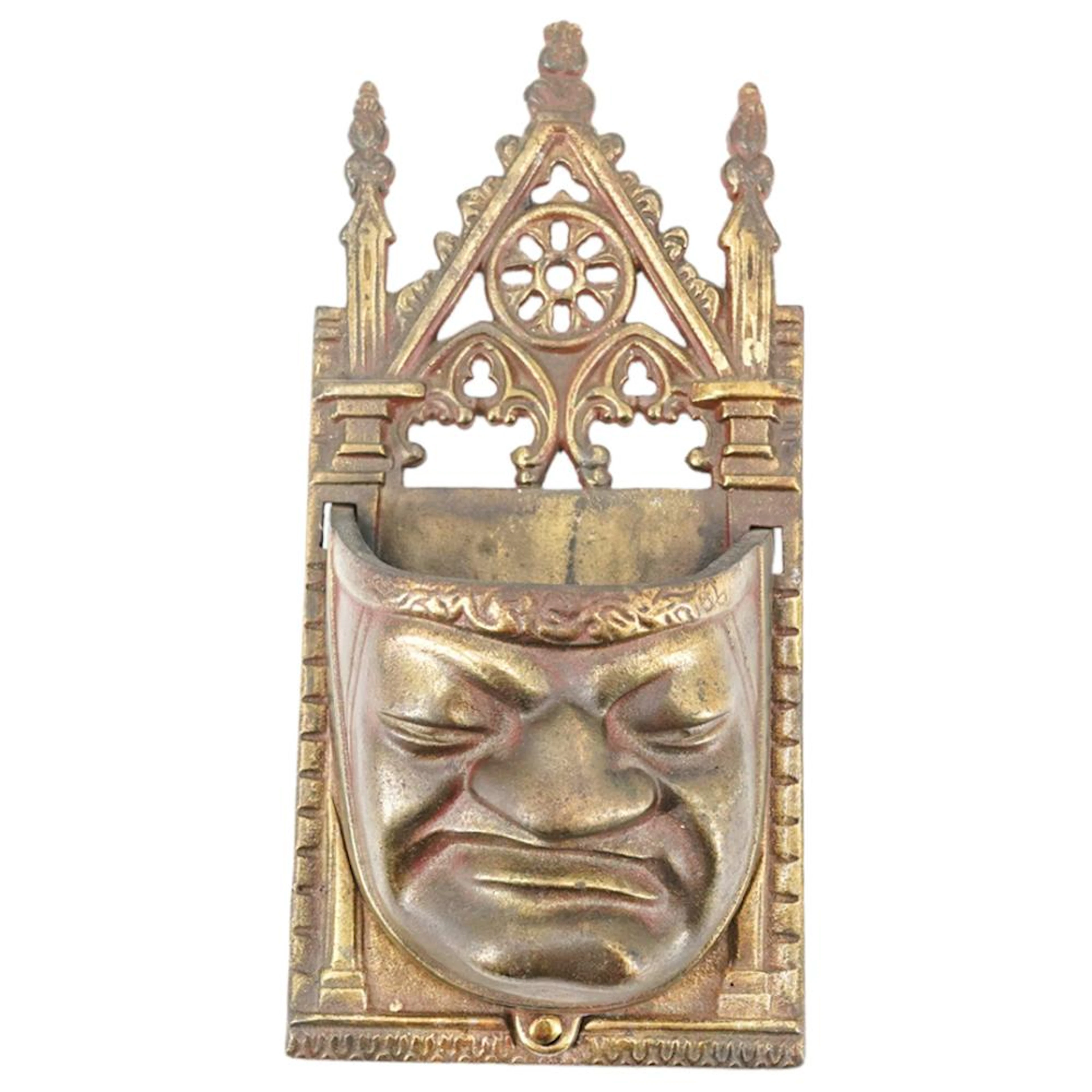 Antique French Gothic Iron Monk Face Match Safe