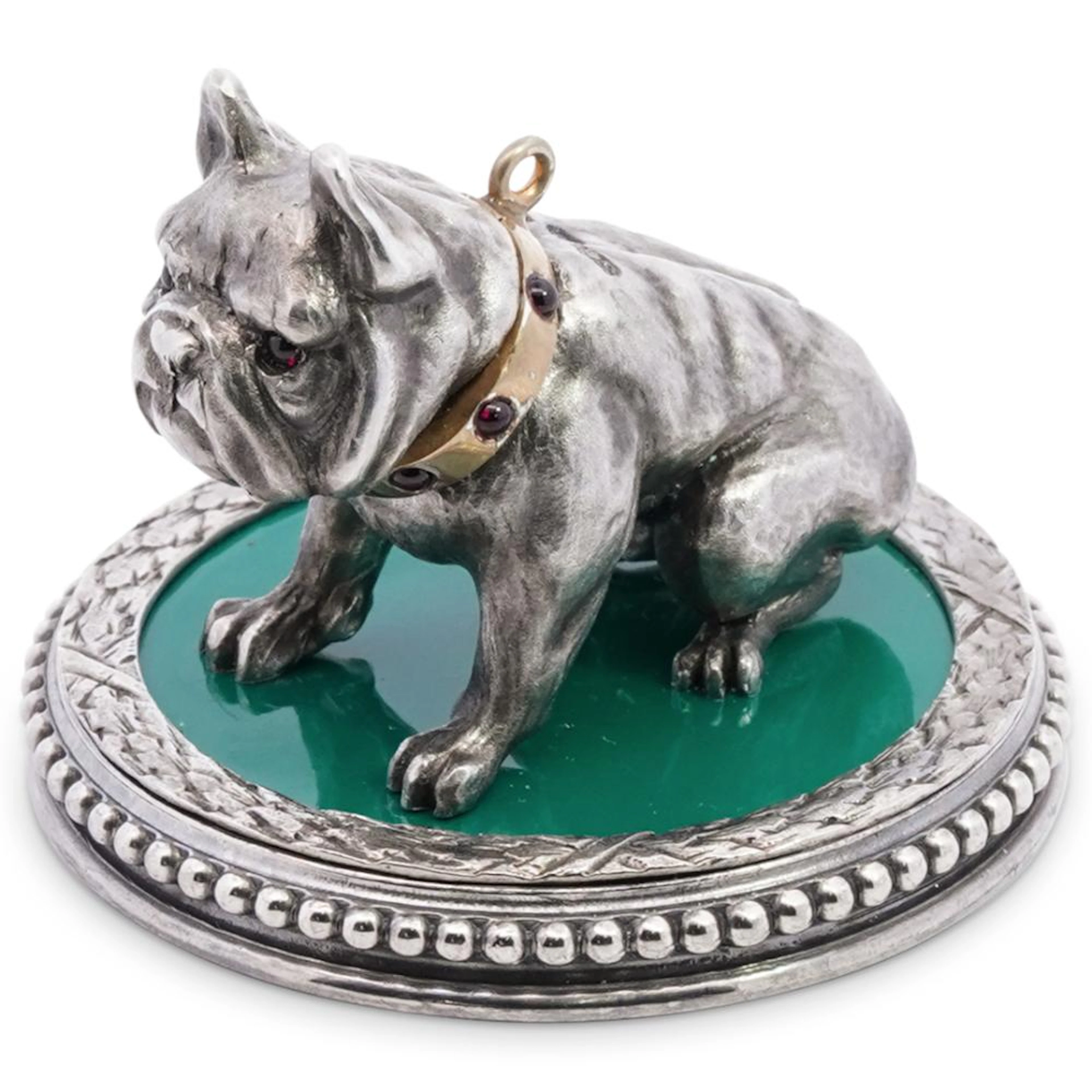 Faberge Style Silver and Gold Bulldog Paperweight