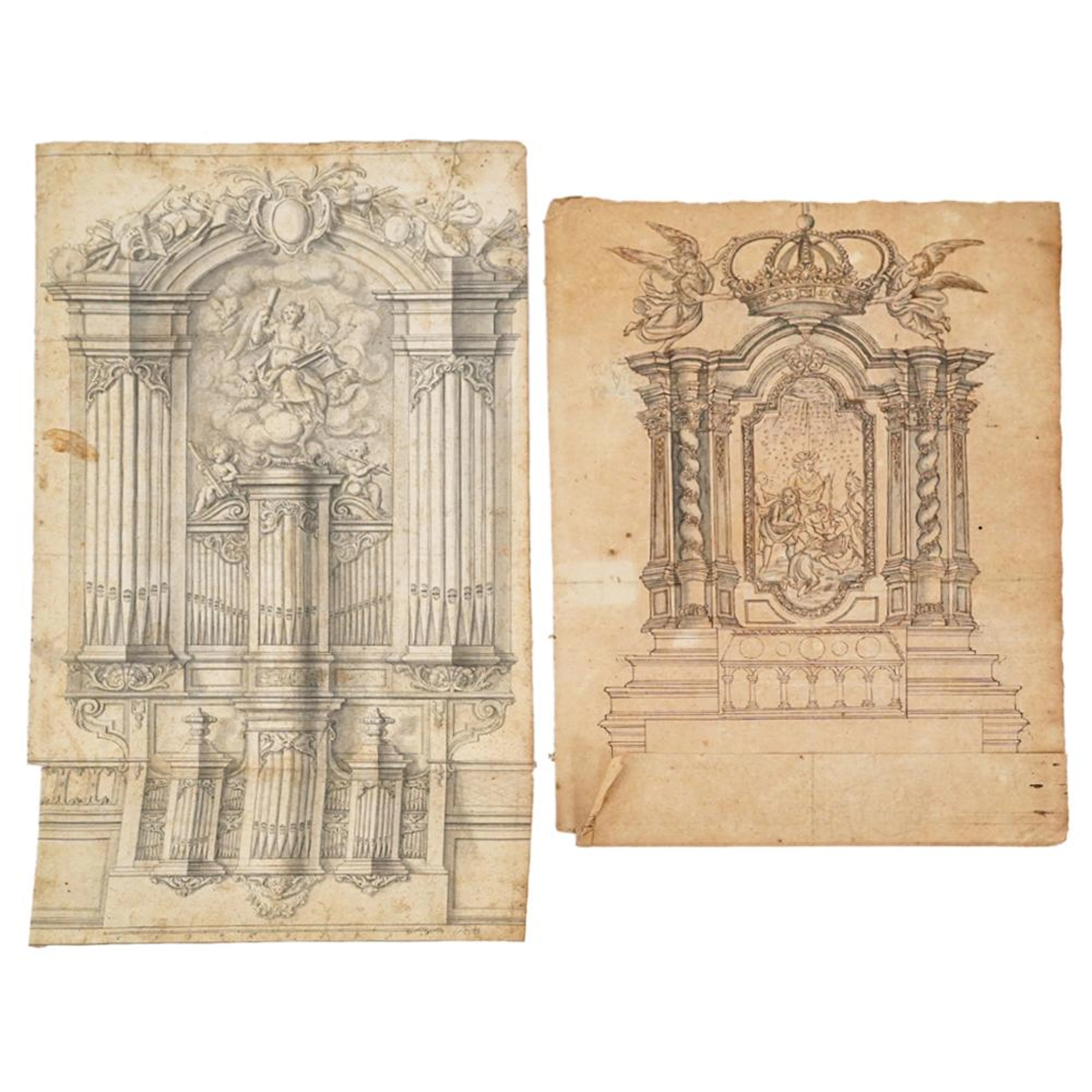(2 Pc) Original 18th Century Architectural Drawings