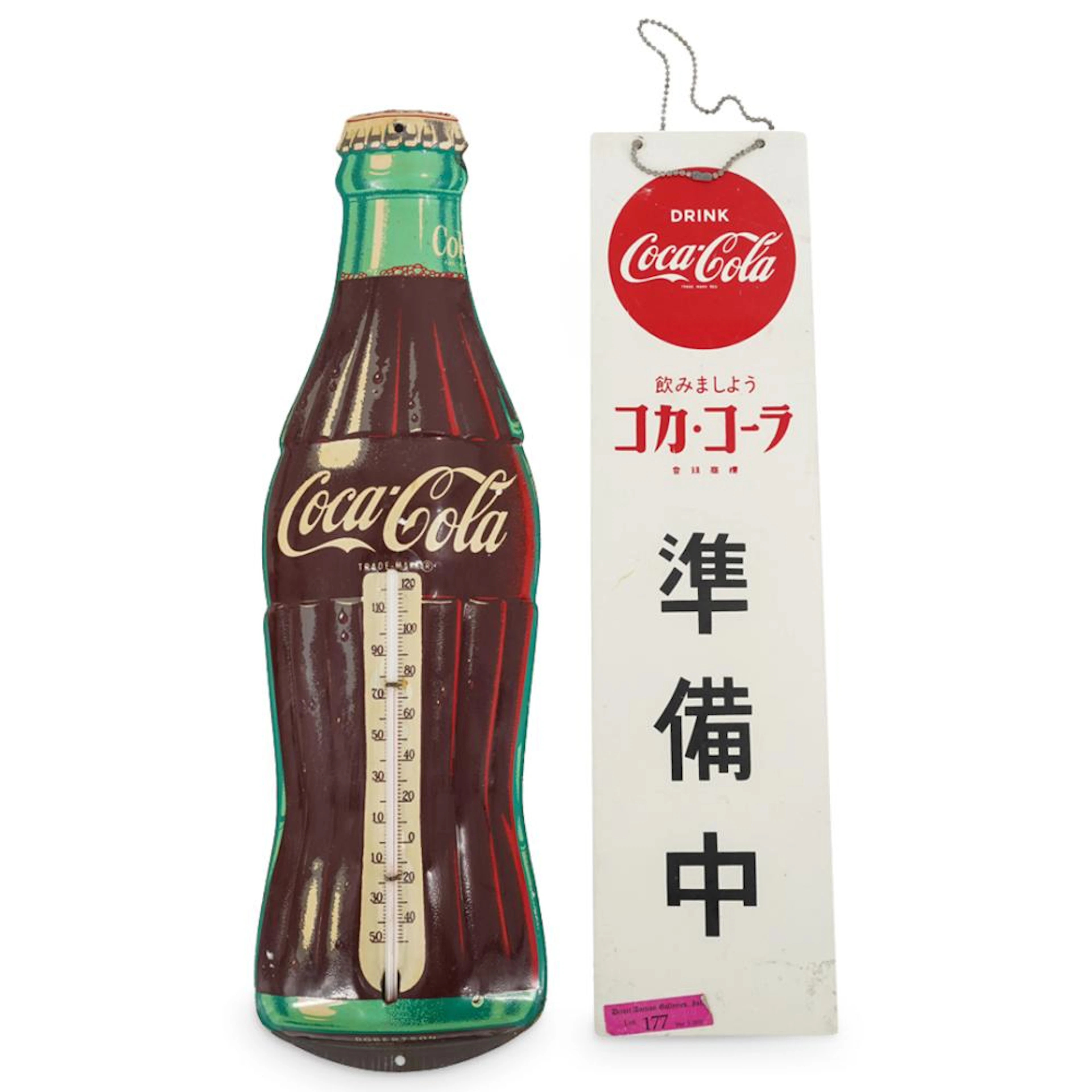 (2 Pc) Vintage Coca Cola Thermometer And Japanese Store Sig