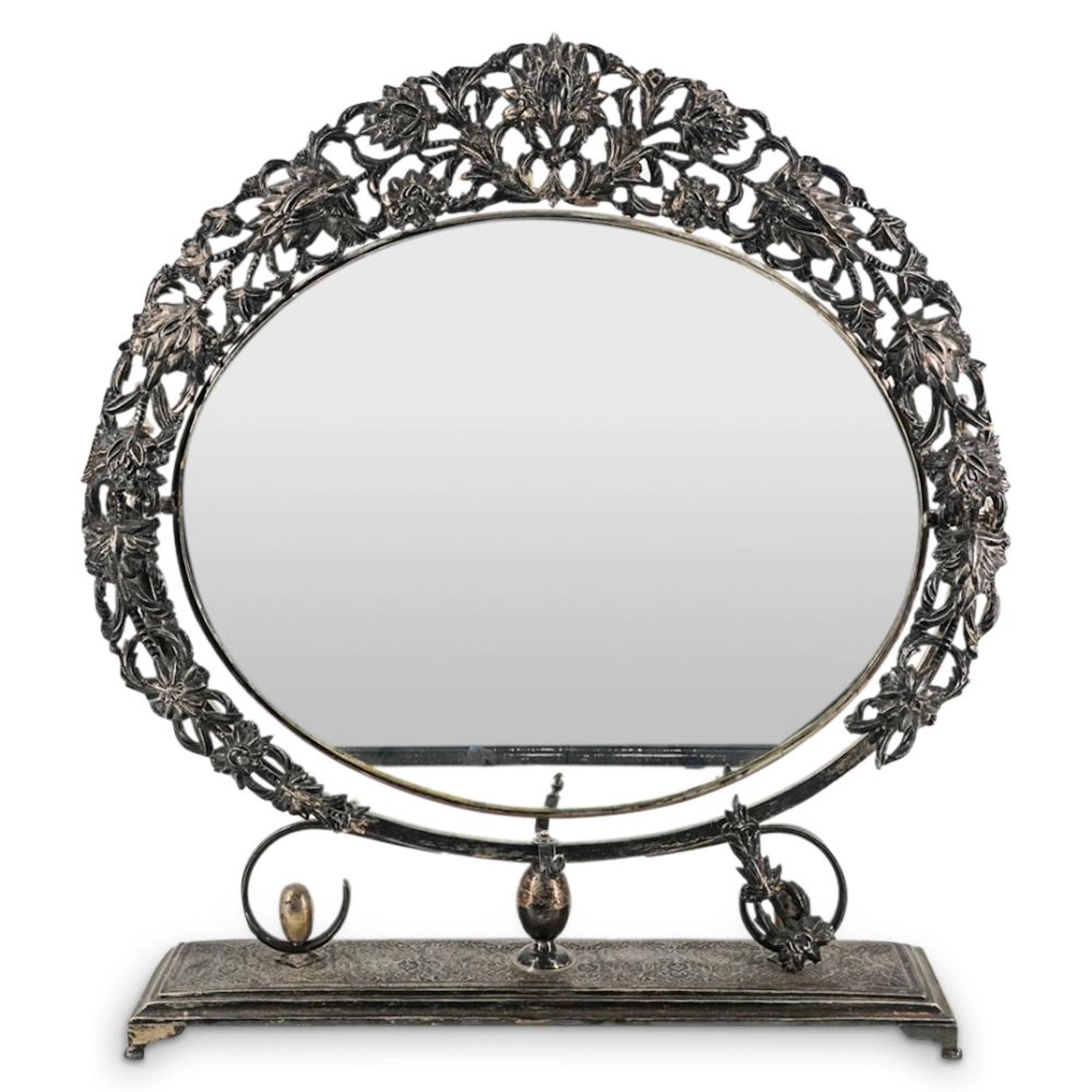 Antique Persian Silver Vanity Mirror