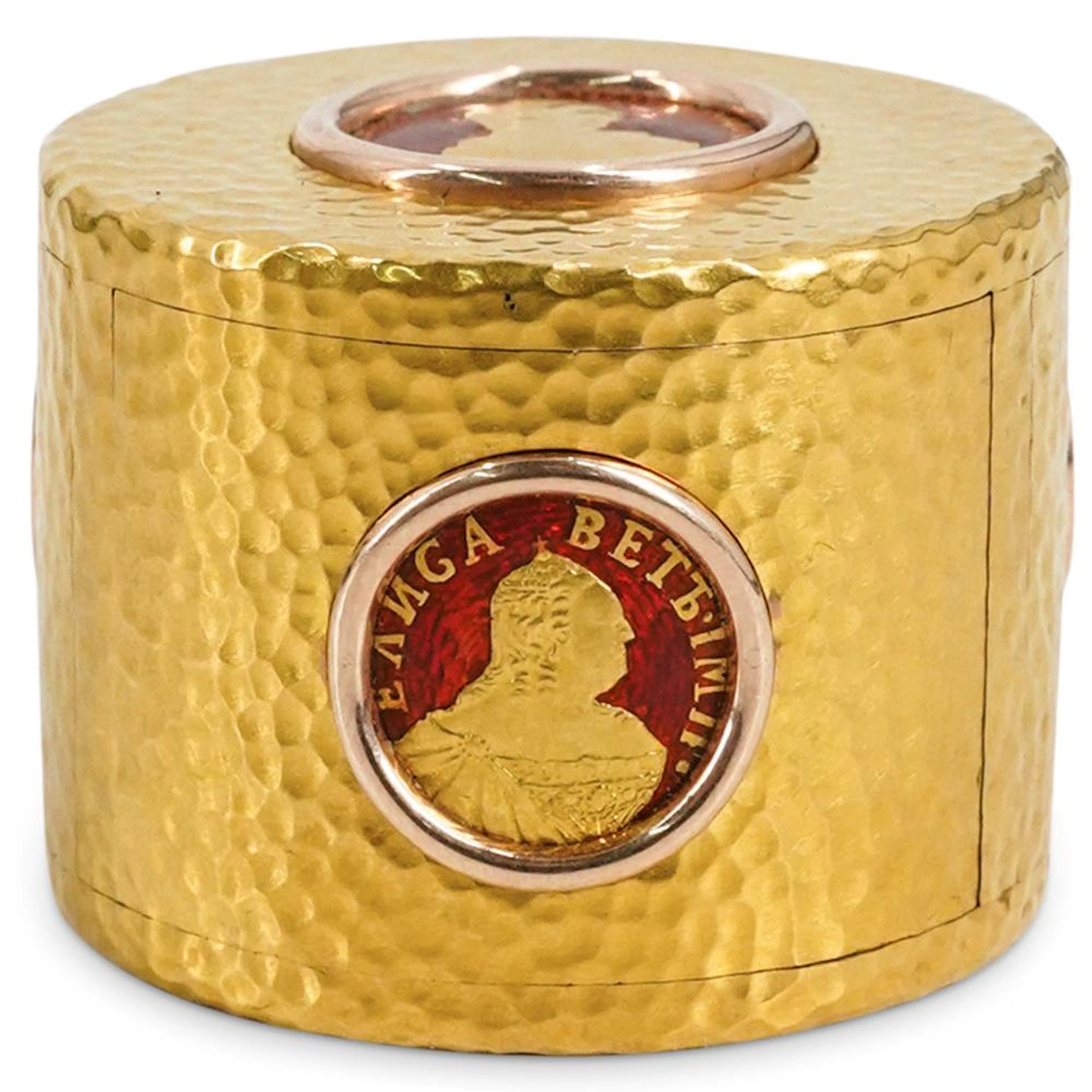 Antique Russian 14K Gold Faberge Mikhael Perchin Mechanical Pill Box