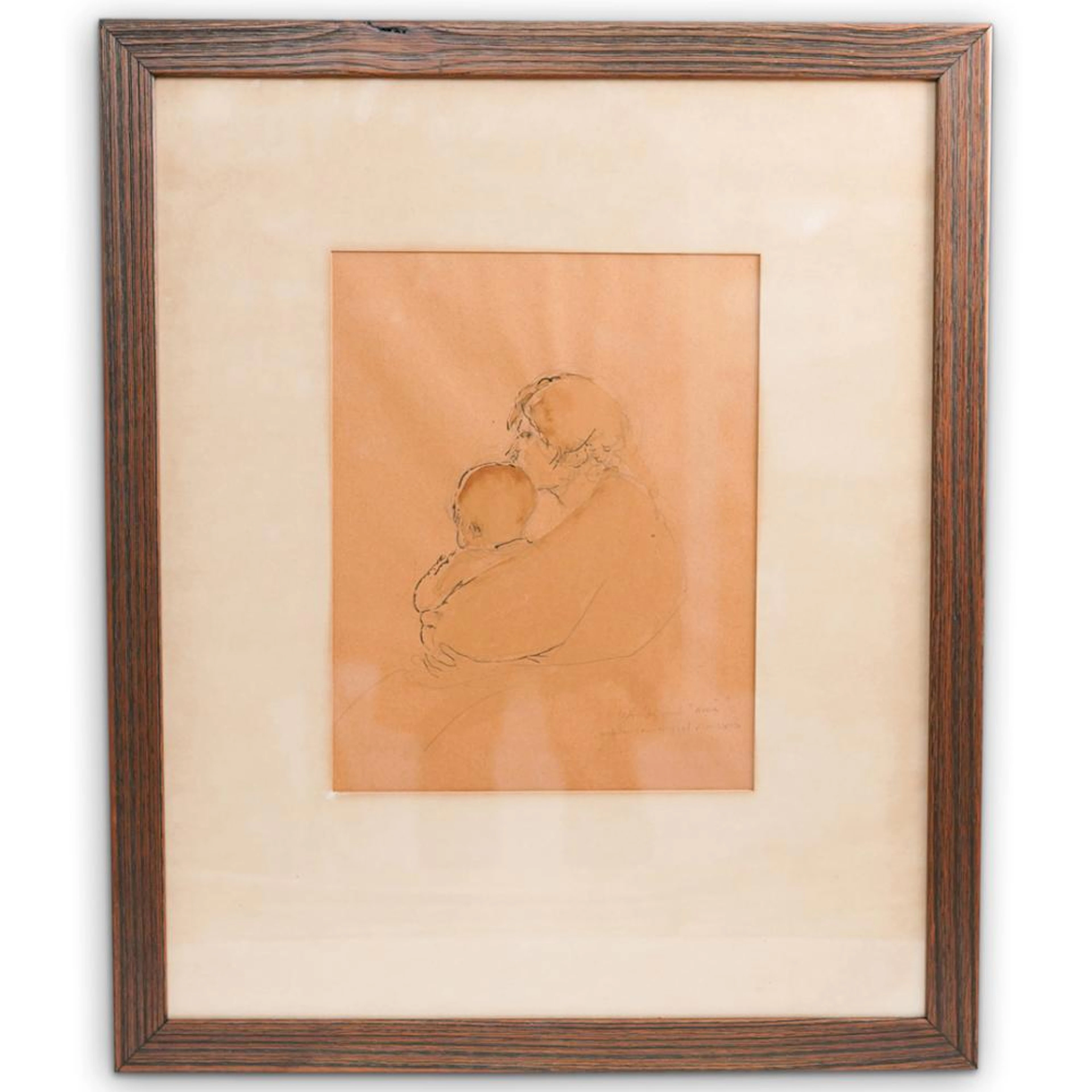 Signed Max Weber Watercolor & Ink Drawing